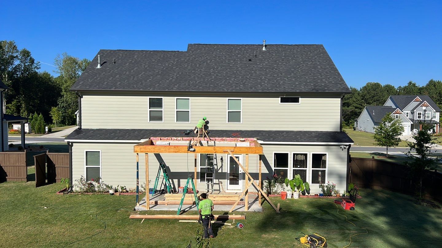 Custom Covered Porch Construction with Finished Wood Ceiling in Acworth by Swift Home Renovations