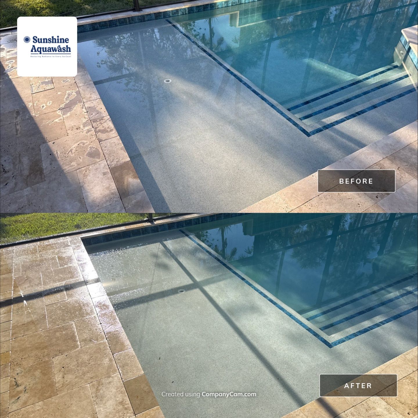 Paver Pool Deck Cleaning & Pool Cage Cleaning in Trevesta – Palmetto, FL by Sunshine AquaWash