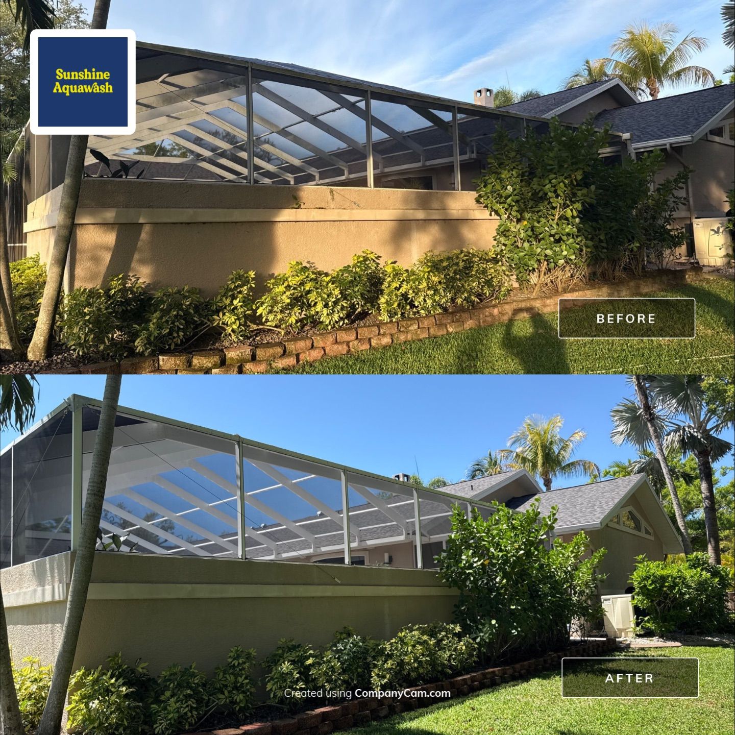 Large House Wash & Pool Cage Cleaning with Heavy Mud Dauber Nest Removal – Bradenton, FL 34209 by Sunshine AquaWash