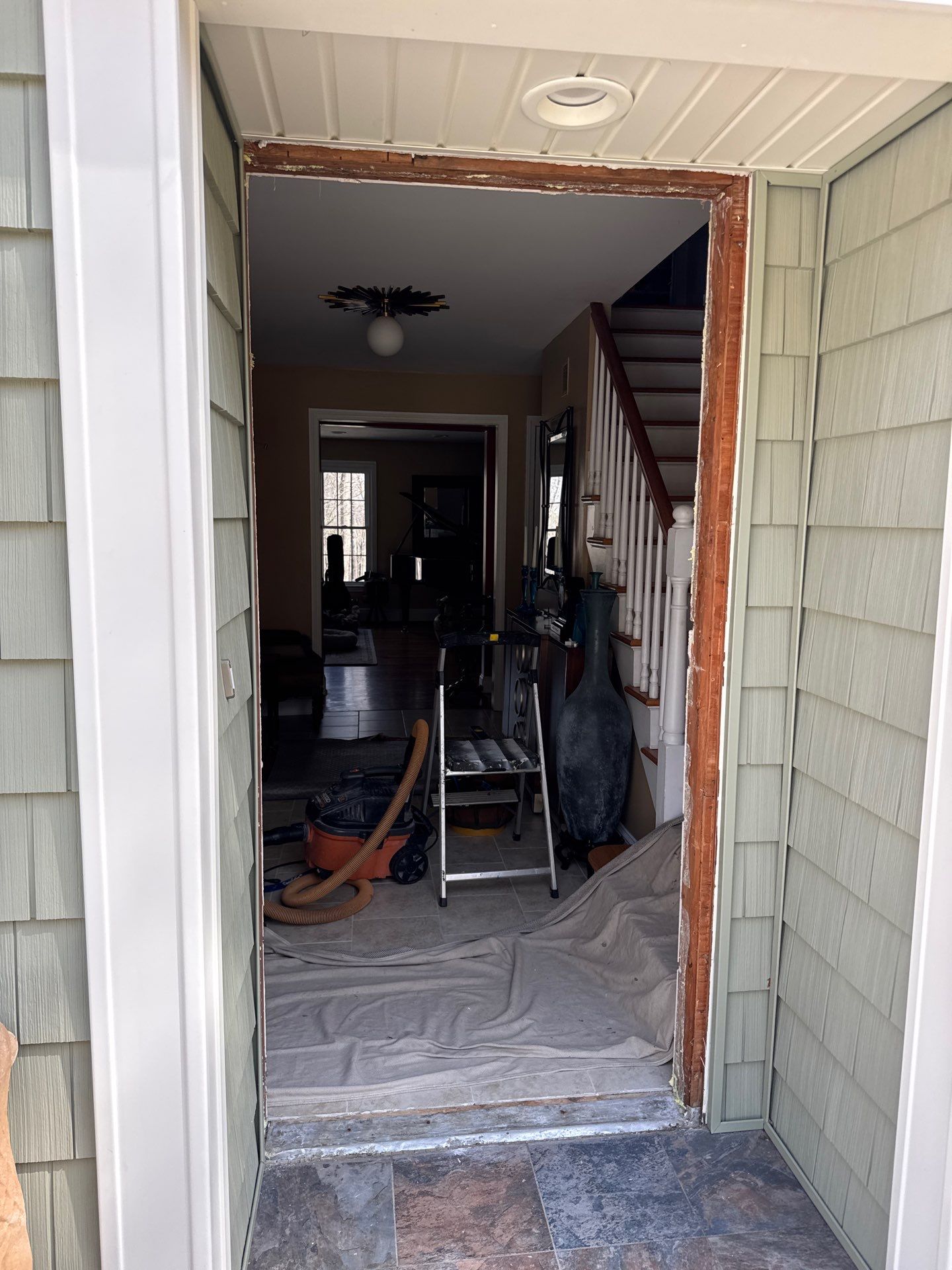 Entry Door Replacement with Clean Modern Finish by DiGiorgi Roofing and Siding Inc