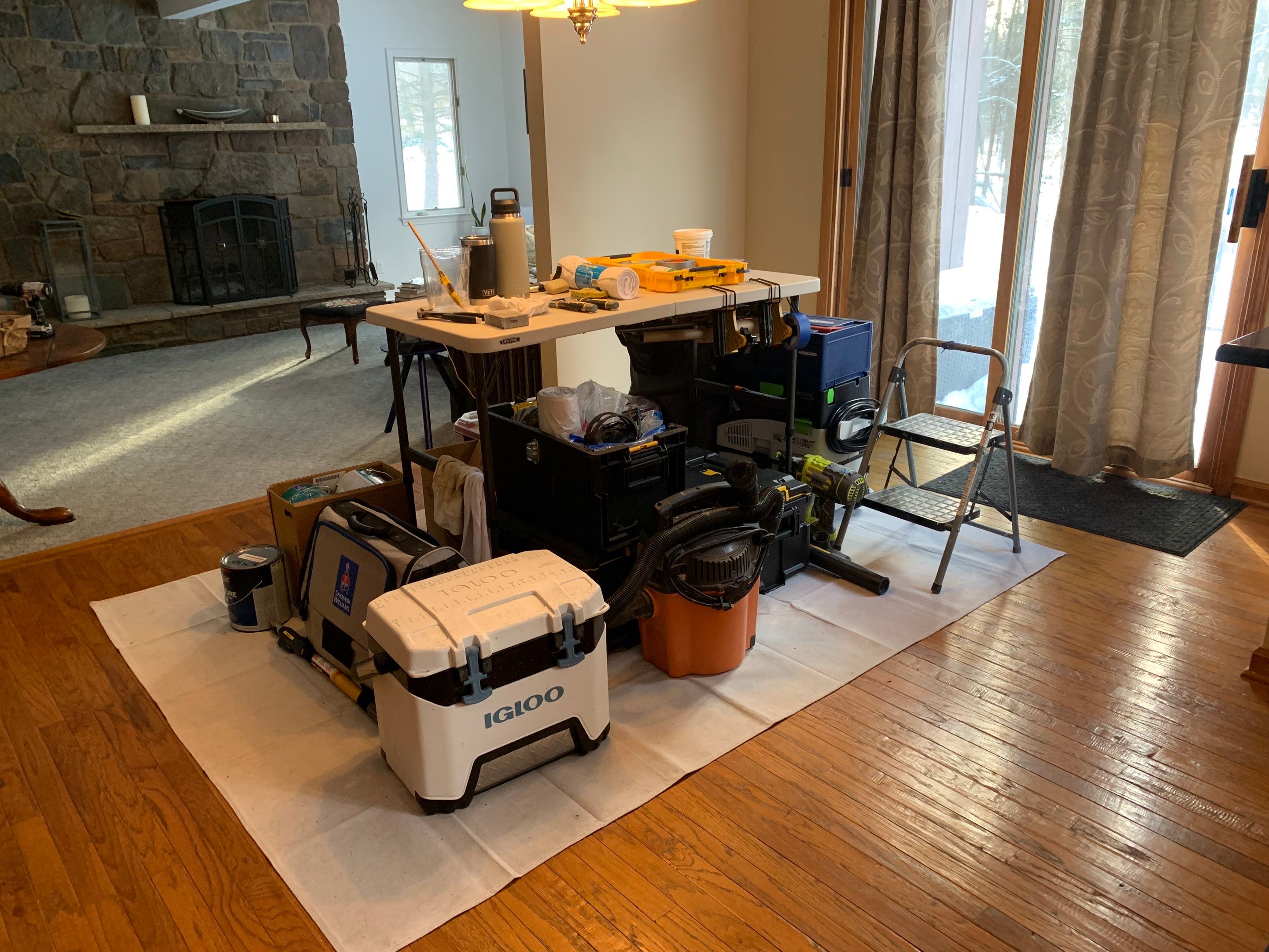 Painting Stained Wood Trim and Staircase. Walls too! by Empire Painting Services, LLC