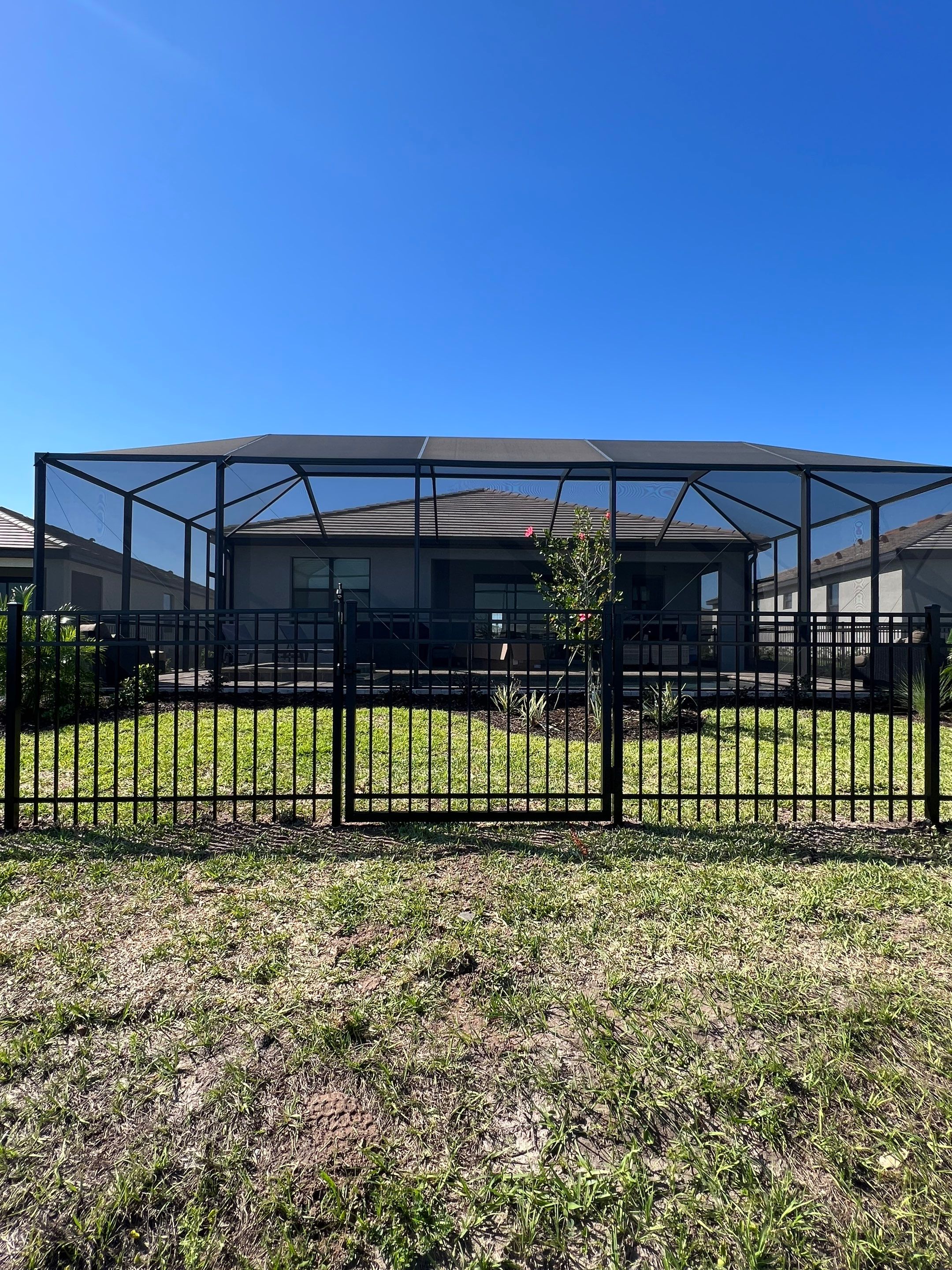 Aluminum Fence Installation using Black 3 Rail Aluminum Fence by Asap fence and gates, LLC