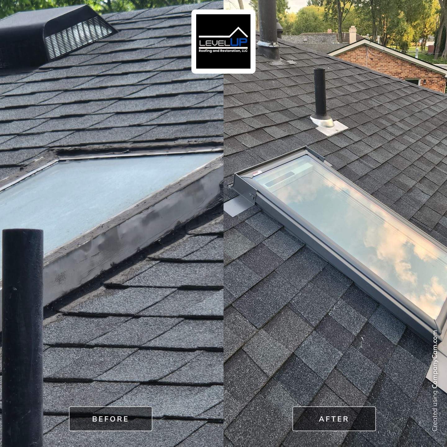 Dayton Skylight Replacement and Shingle Repair for Leaking Roof by Level Up Roofing and Restoration Services LLC