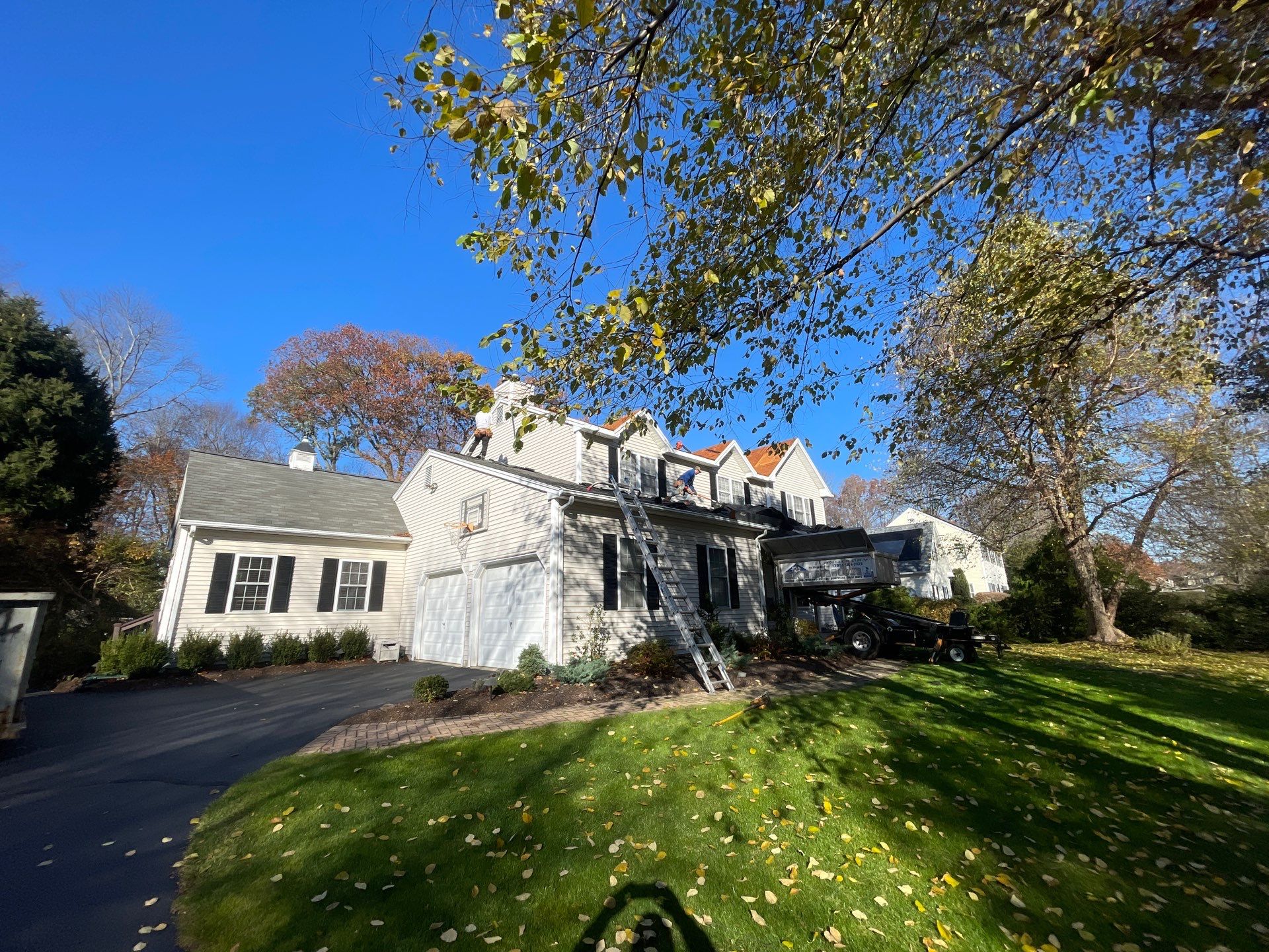 Residential Roofing Installation using Certainteed Landmark Moire Black by A Plus Exterior