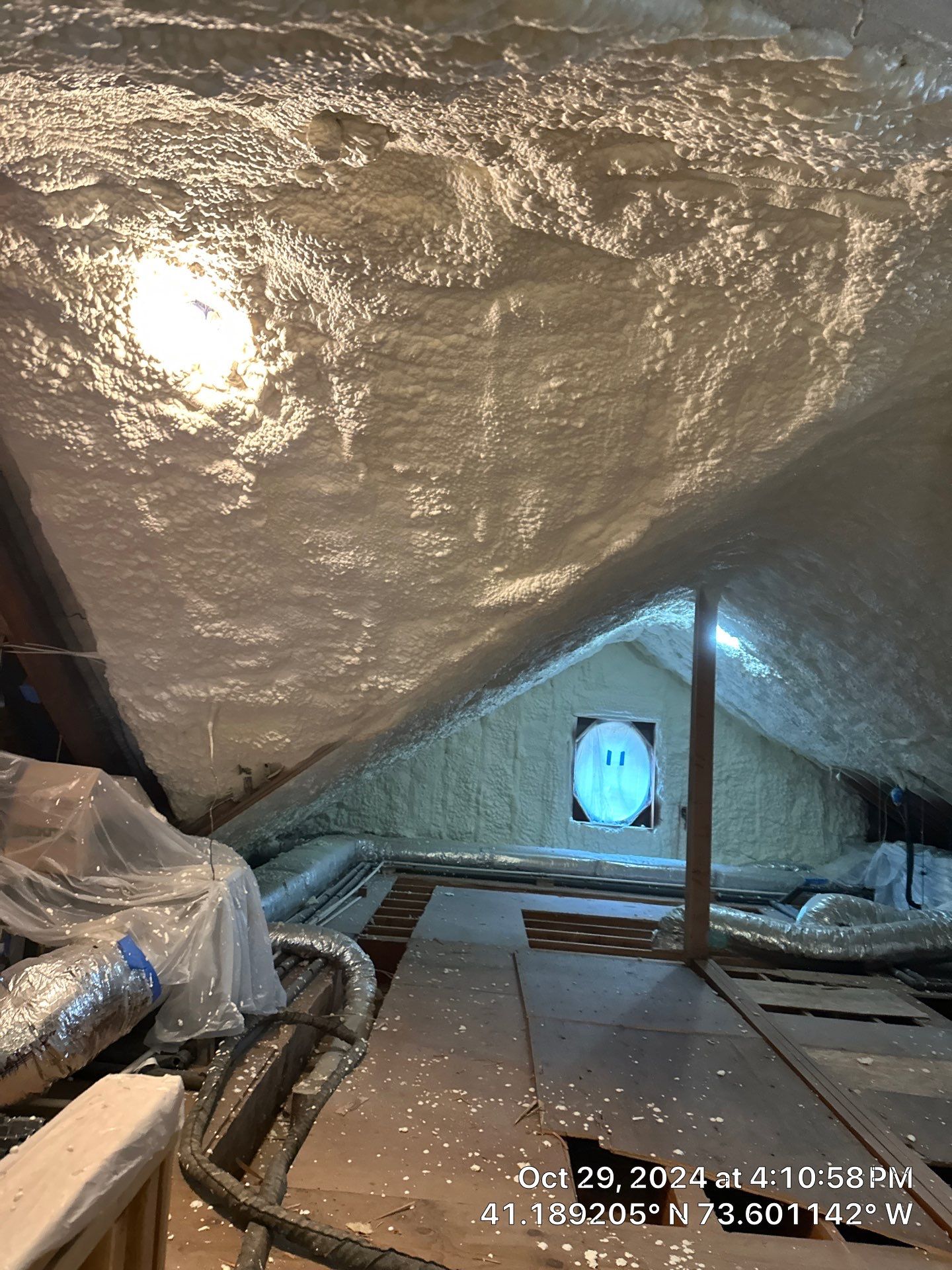 Attic Insulation using open cell spray foam by NYS Foam & Energy