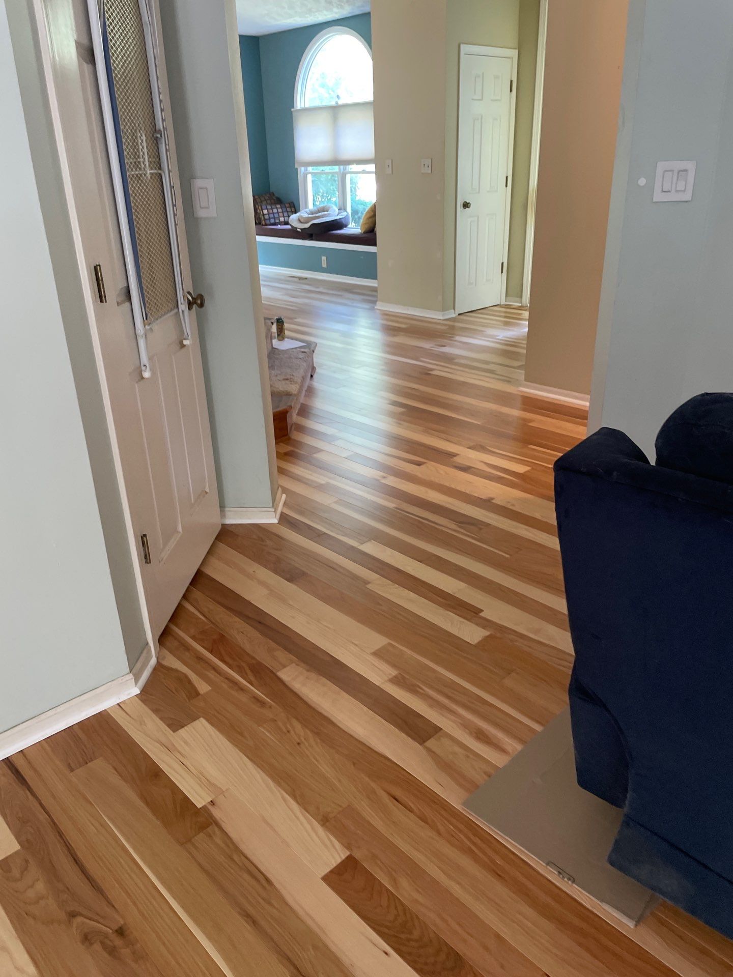 Natural Finish Solid Hickory Flooring Installation in Indianapolis by Brothers Floor Covering INC.