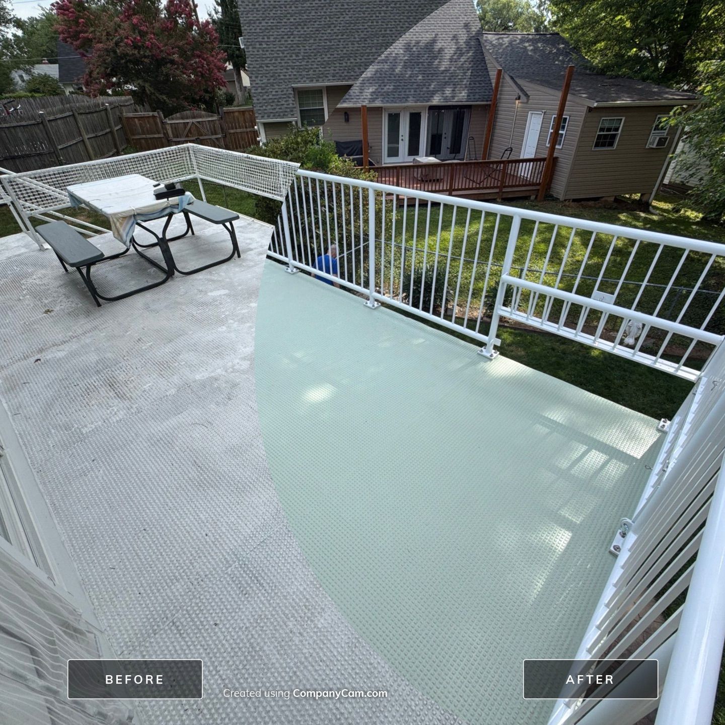 White Powder-Coated Outdoor Railings in Rockville & Staircase and Deck Refurbishment  by Capitol Iron Works