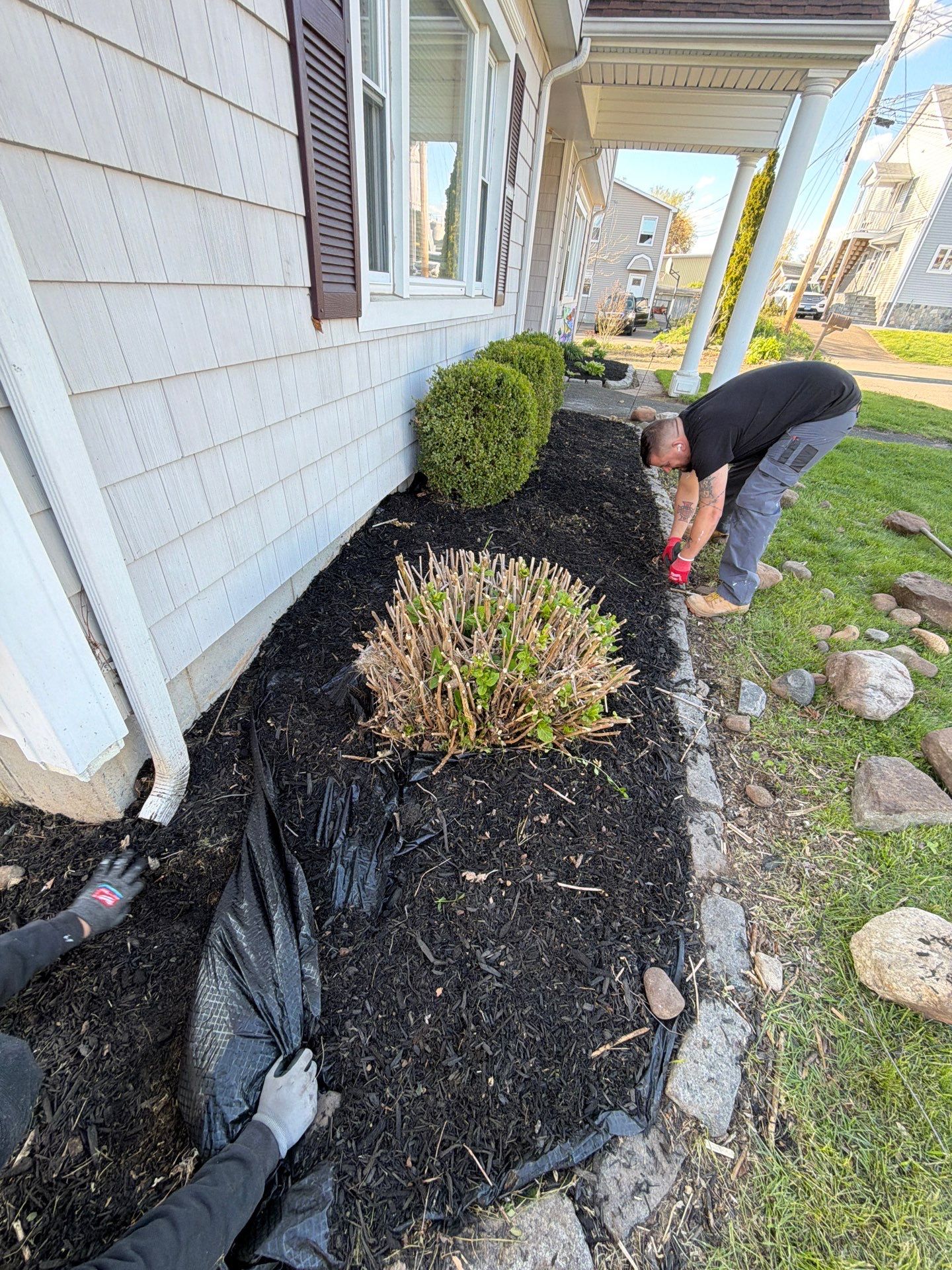 Residential Landscape Refresh and Stone Paver Bed Edging in Woodbridge by Diamond Image LLC
