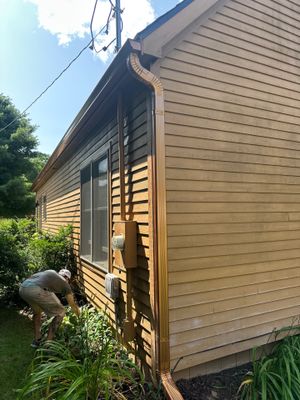 Coppertone Gutter Downspout in Gaylord