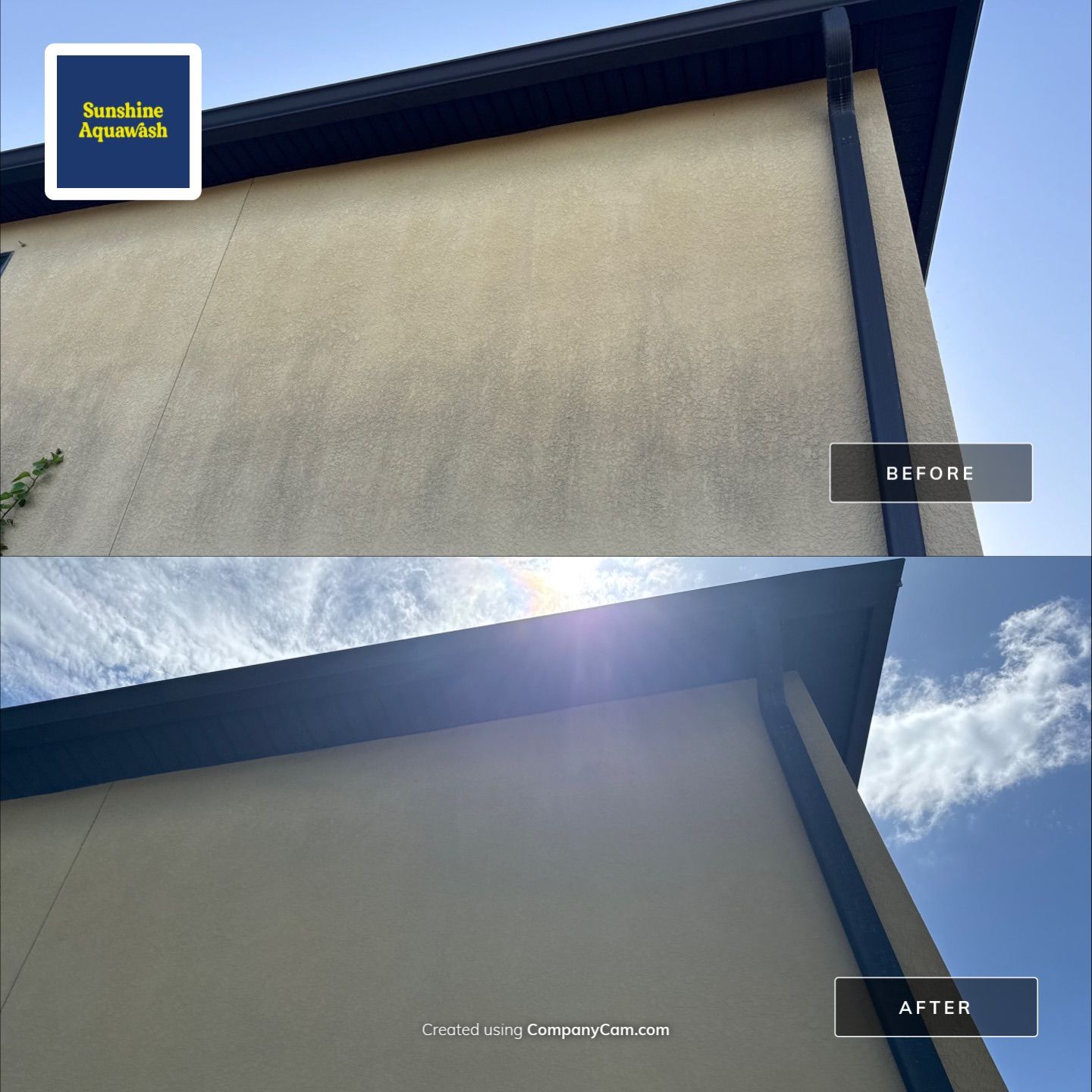 2-Story Stucco House Wash & Tan Vinyl Fence Cleaning | Sheffield Glen Palmetto, FL by Sunshine AquaWash