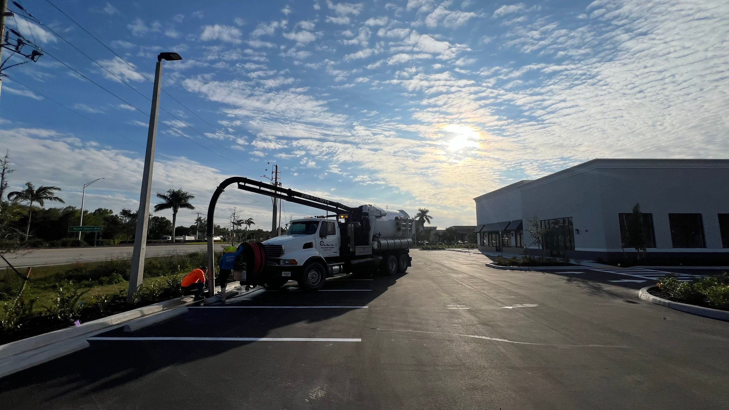 New Construction Commercial Parcel Stormwater System Cleaning by APS Power & Water