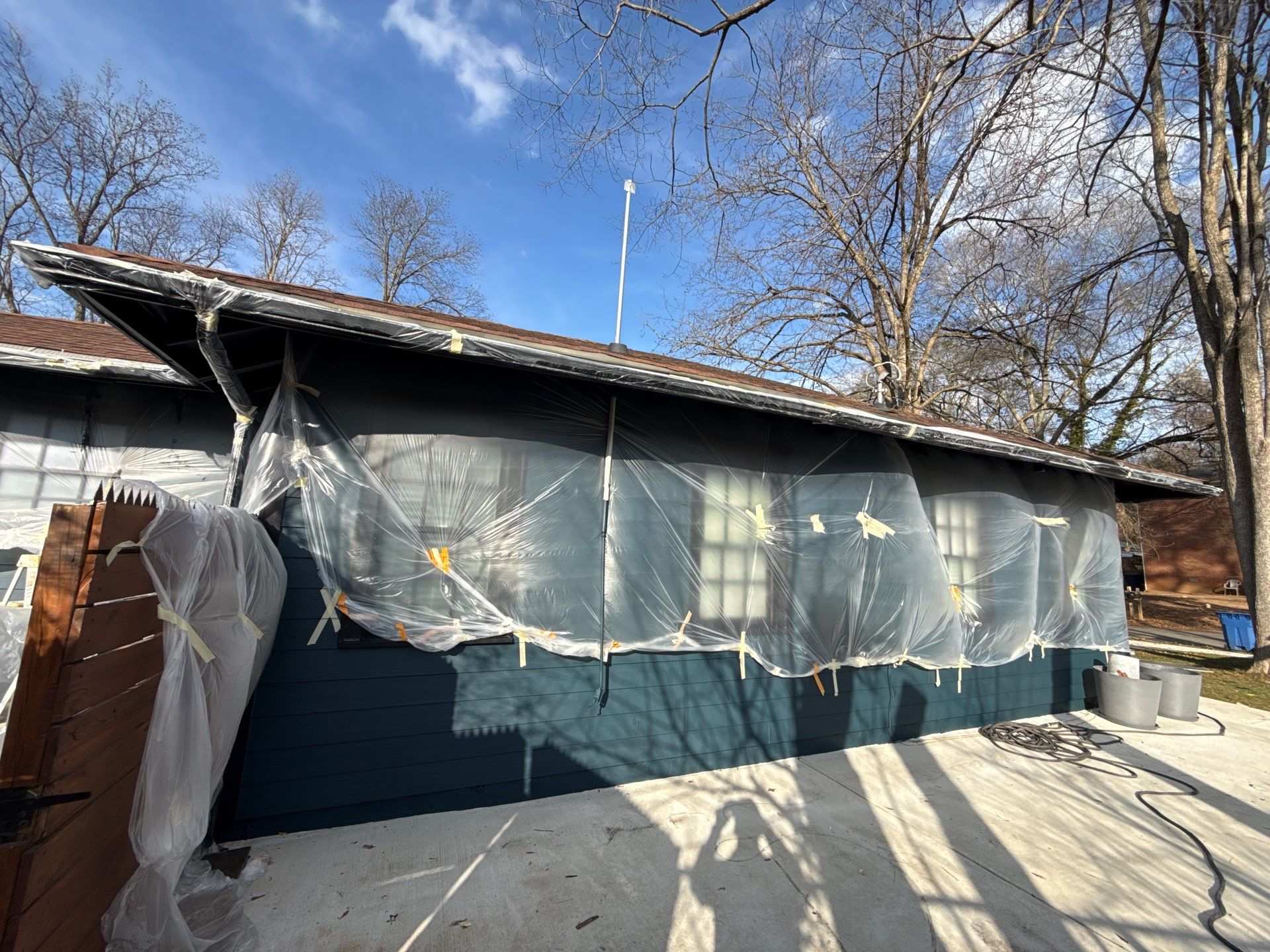 Cedar Tongue & Groove Porch Ceiling Installation Plus James Hardie Siding Replacement by Nelson Exteriors 