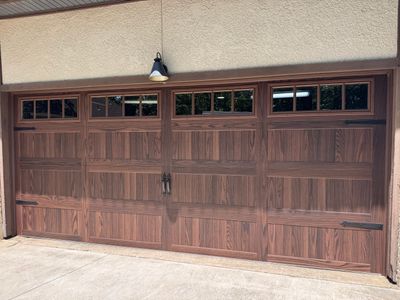 Carriage Style Woodtones Garage Door and LiftMaster Installation in Trophy Club
