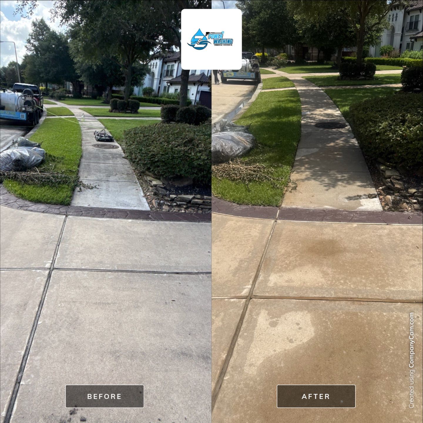 Stucco House Wash and Concrete Driveway Cleaning in Friendswood by Zeal Power Washing