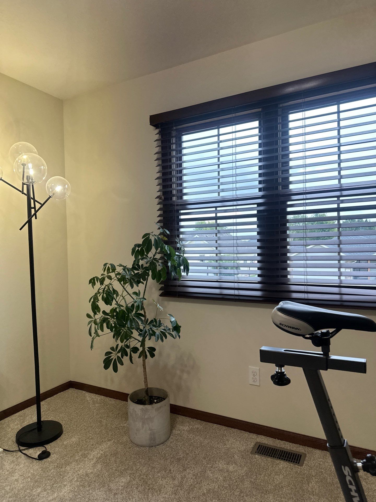 Custom Dark Wood Blind Installation for Lincoln Home Office by CompanyCam Sales Demo