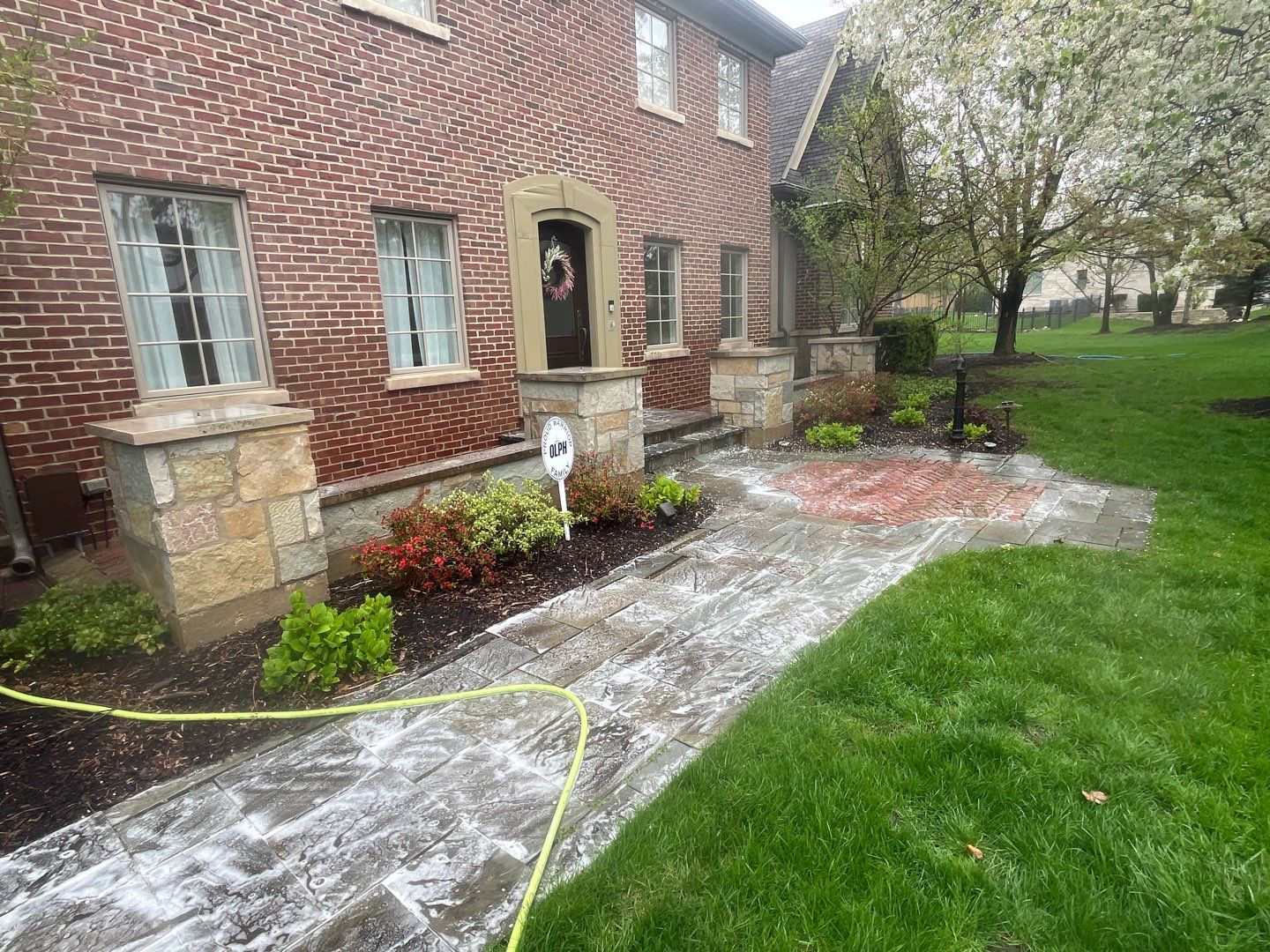 bluestone using Algaecide, soft wash soap by Northern Power Washing LLC.