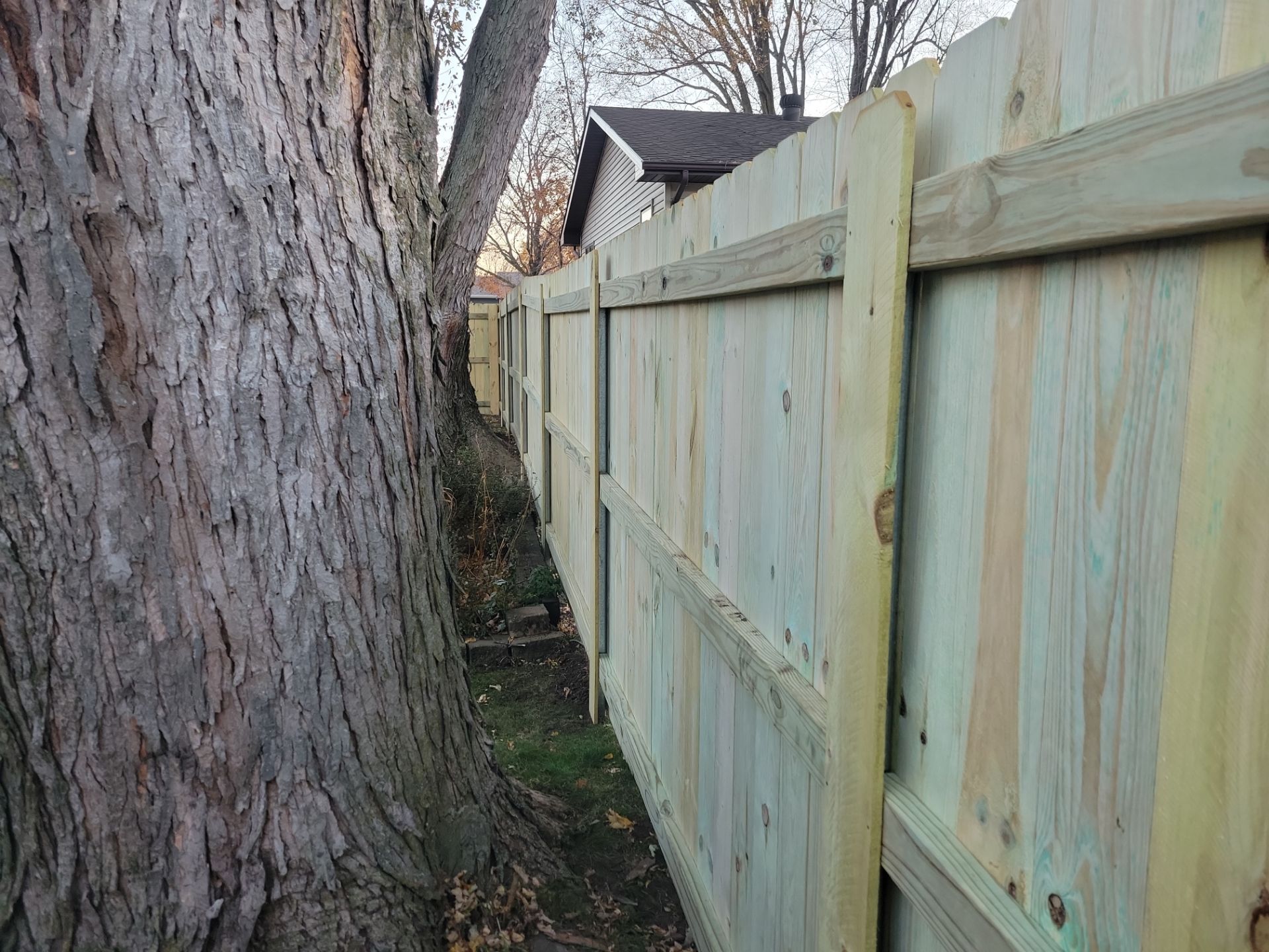 New Pressure-Treated Wood Privacy Fence and Gate in Charles City by Perfect Picket Fence and Stain