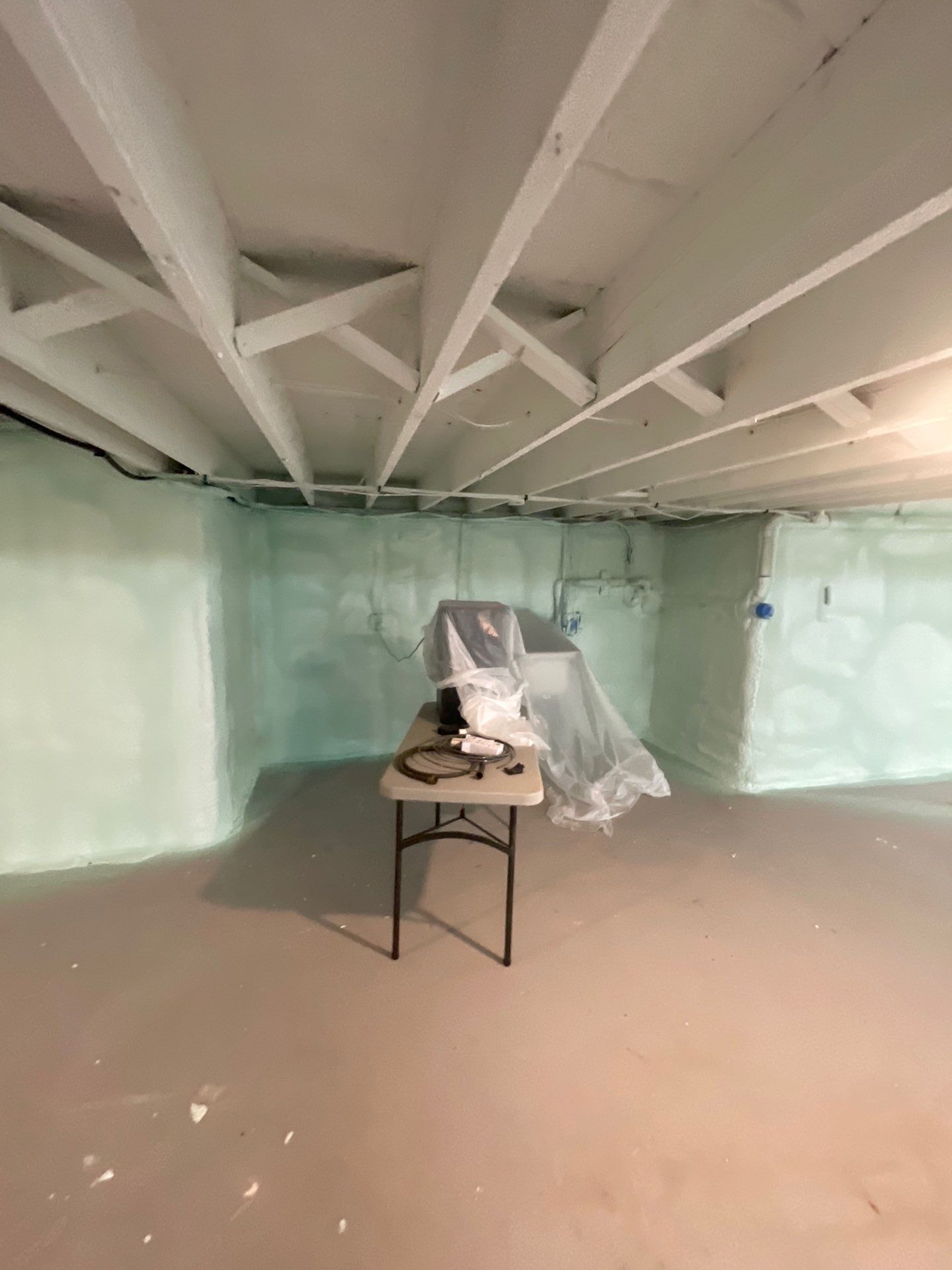Basement Exterior Walls using Closed Cell Spray Foam by NYS Foam & Energy
