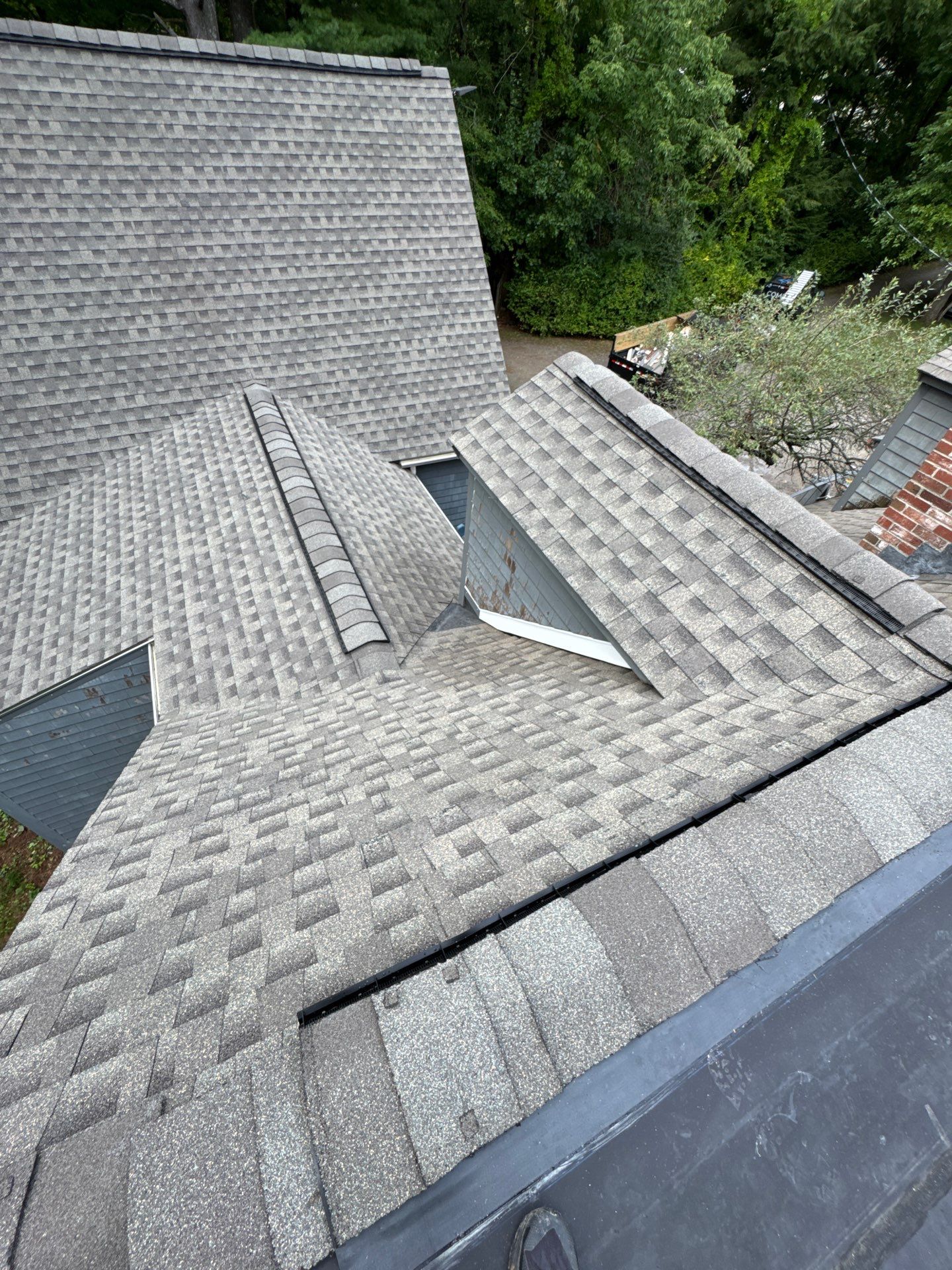 Roof Replacement & Dead Valley Repair in Kensington, NH | GAF Timberline Weathered Wood by Compass exteriors