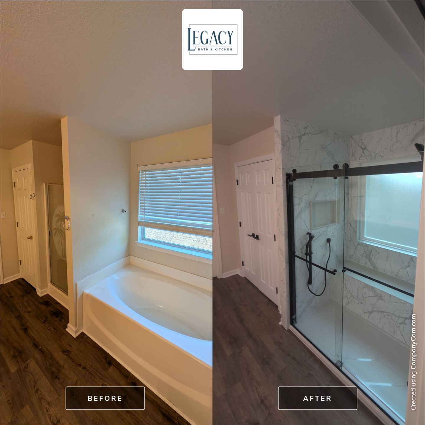 San Antonio Tub-to-Shower Conversion Before and After by Legacy Bath and Kitchen