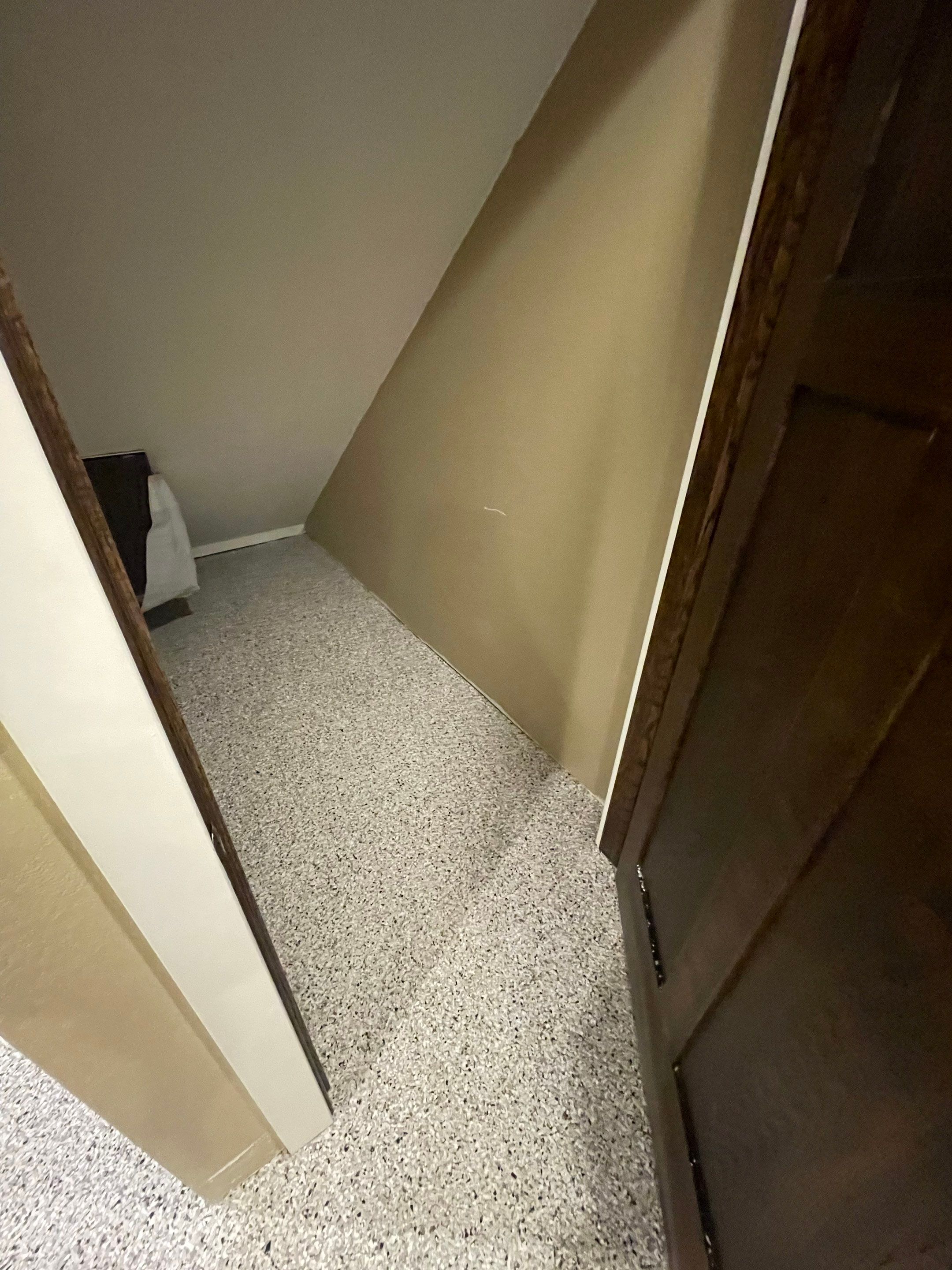 Decorative Flake Concrete Floor Coating for Larchwood Basement by Select Painting, Coatings & Garage Cabinets