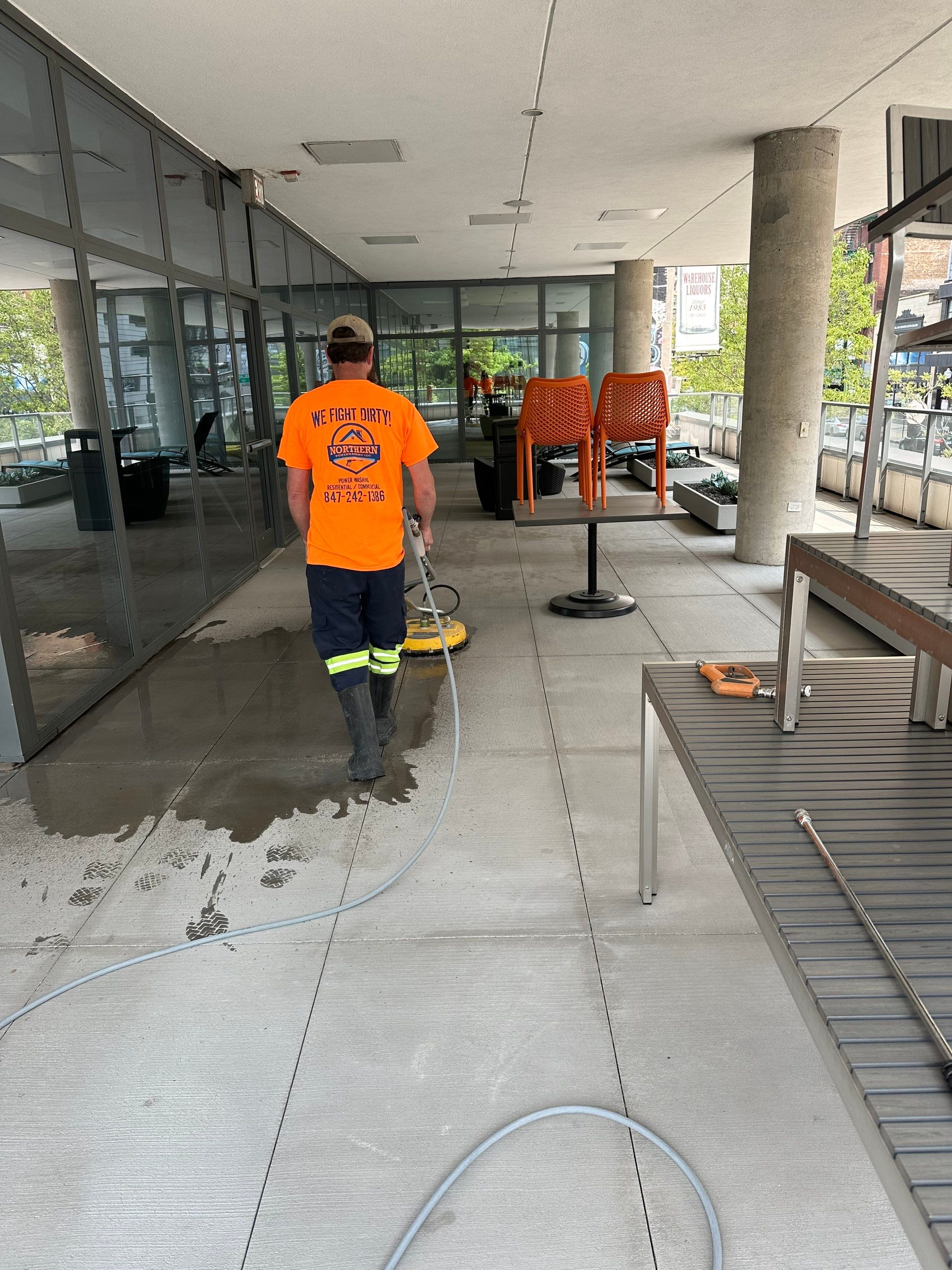 Chicago, IL Annual rooftop and sidewalk cleaning by Northern Power Washing LLC.