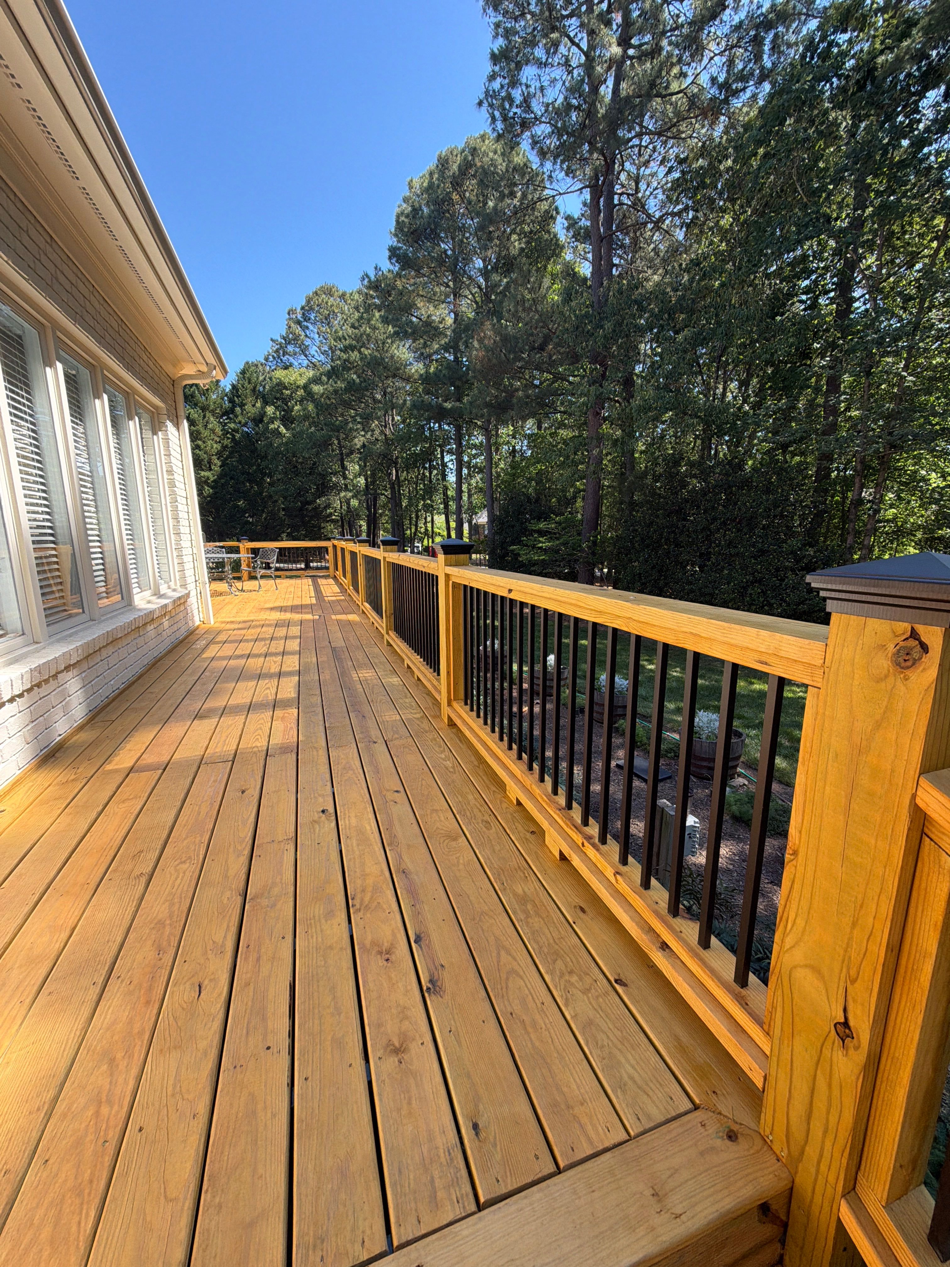 Deck Stain, Round Balusters & Screened Porch Transformation by Billy Weatherspoon Contractor