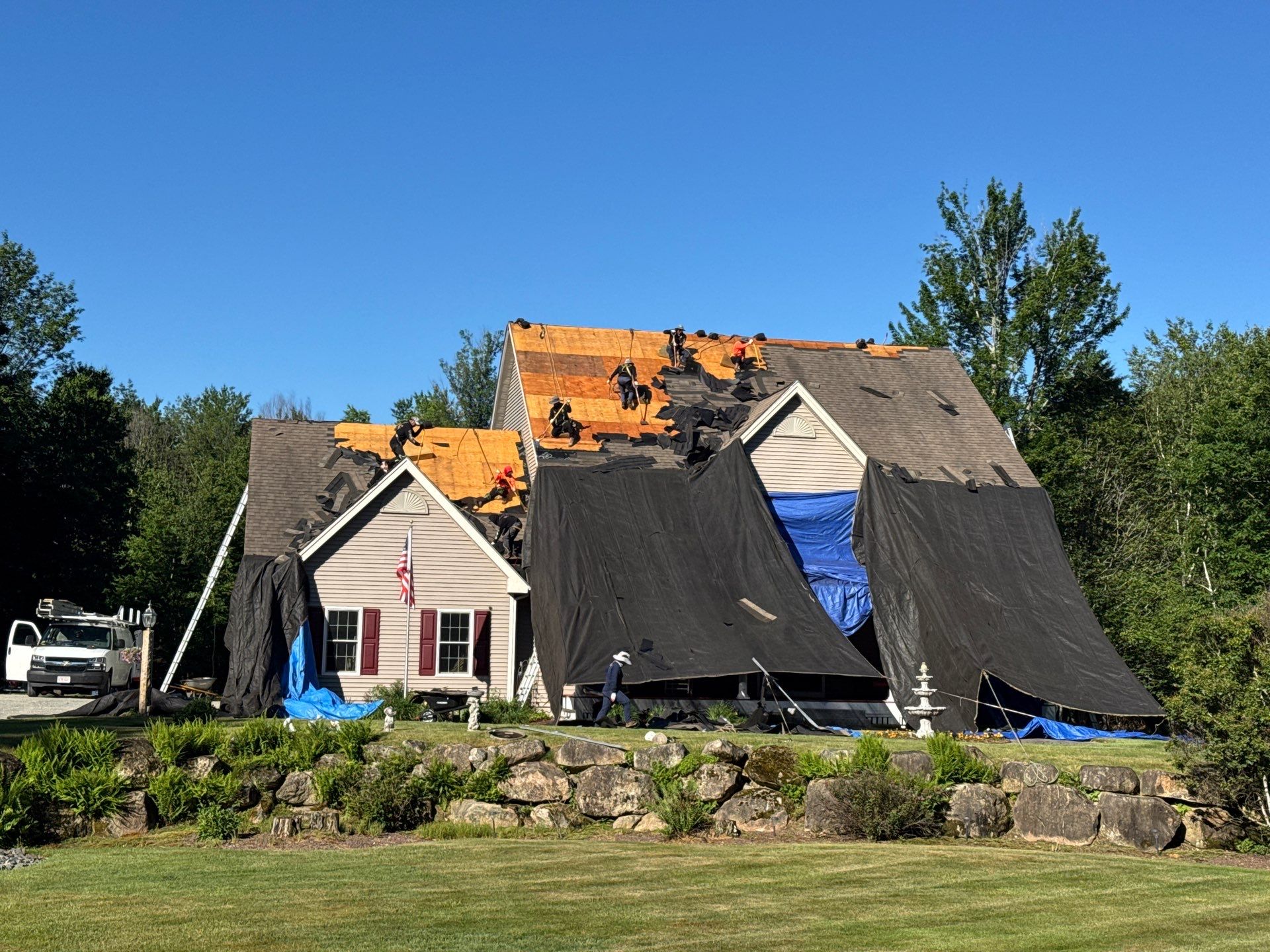 Roof Replacement in Brookline, NH with GAF Timberline HDZ Weathered Wood Shingles by Compass exteriors