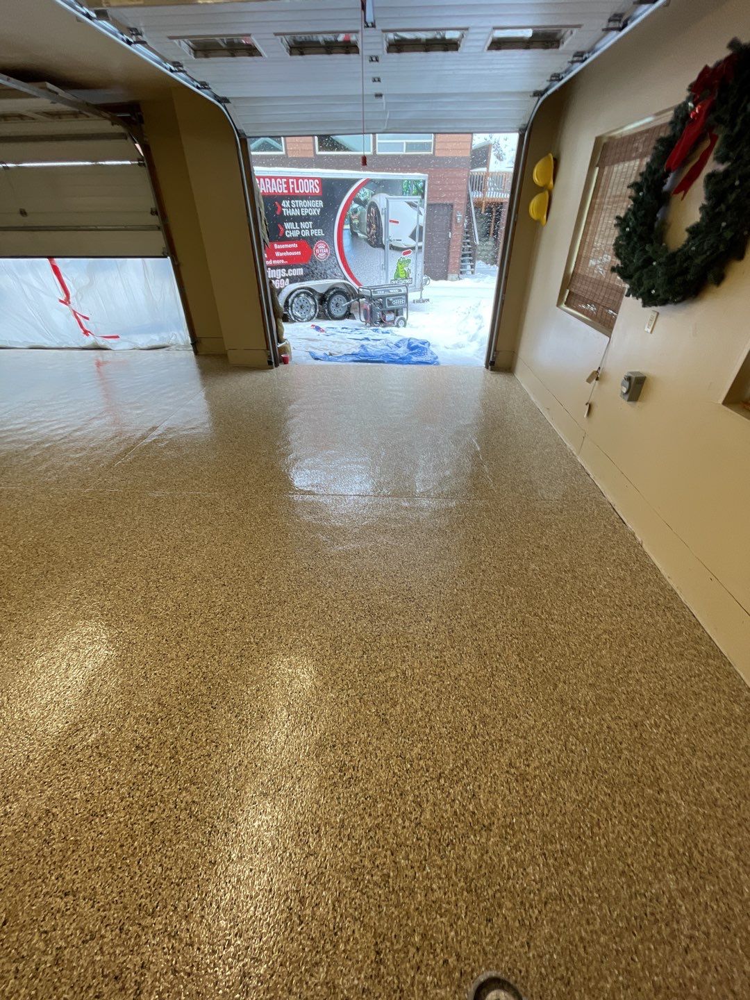 Garage Transformation using Sandstone by Croc Coatings, LLC