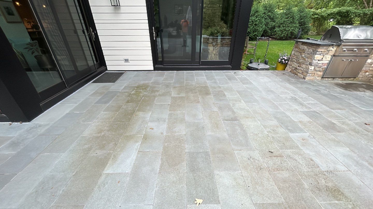 bluestone using Algaecide, soft wash soap by Northern Power Washing LLC.