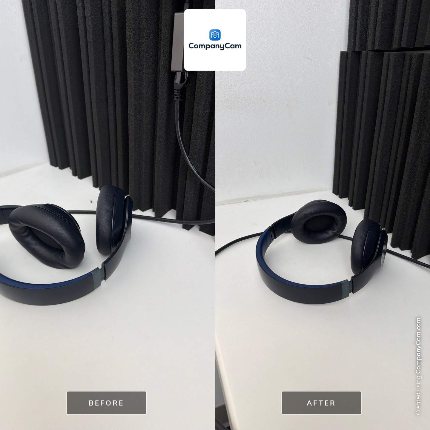 Acoustic Foam Panel Installation for Sound Dampening by CompanyCam Sales Demo