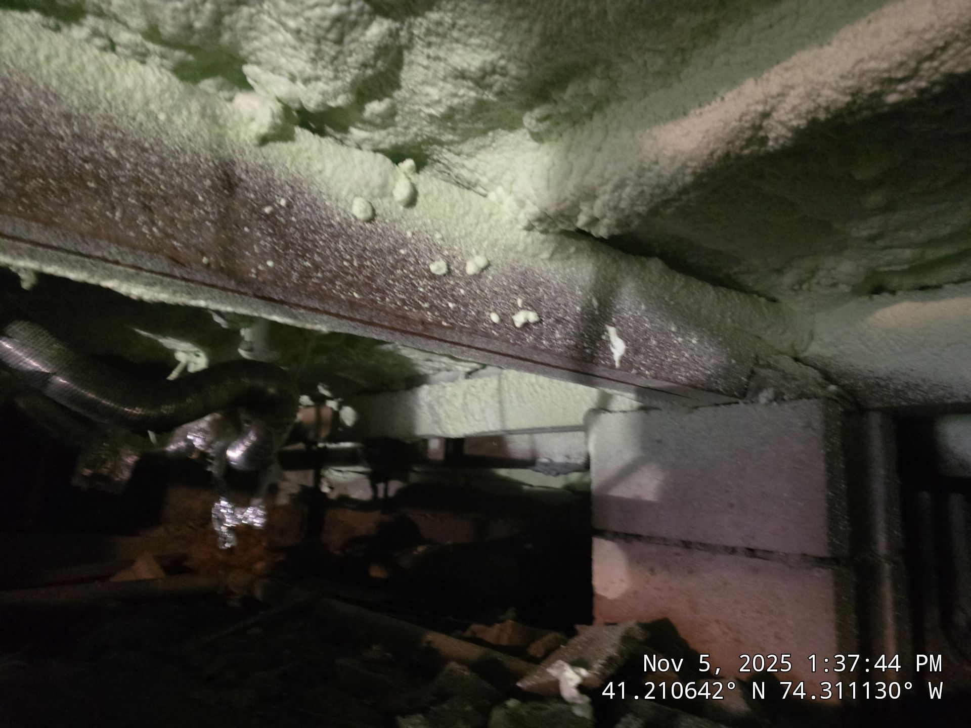 Basement Ceiling using Closed Cell Spray Foam by NYS Foam & Energy