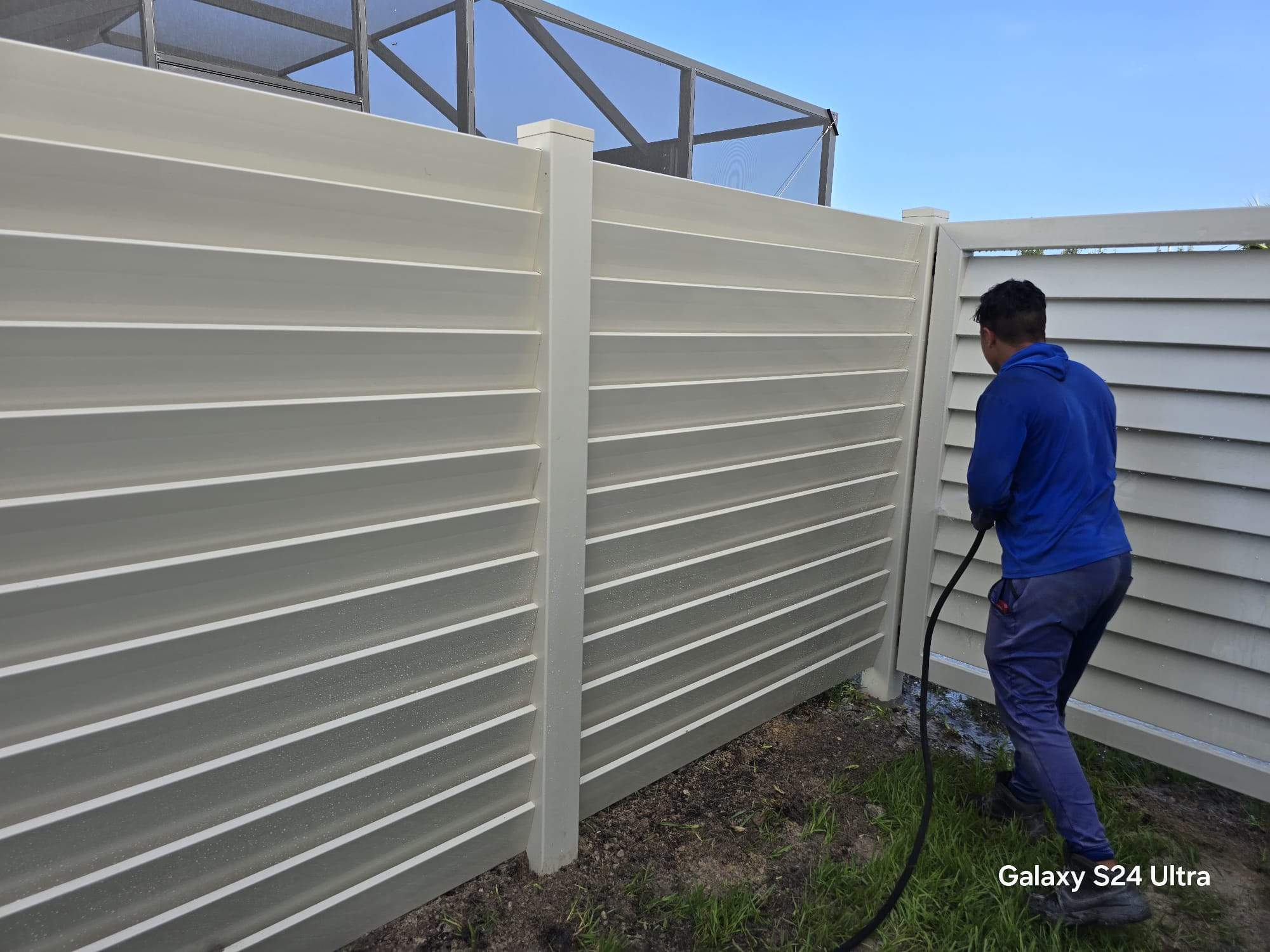 Tan Louvered Vinyl in Port Charlotte by True Fence LLC
