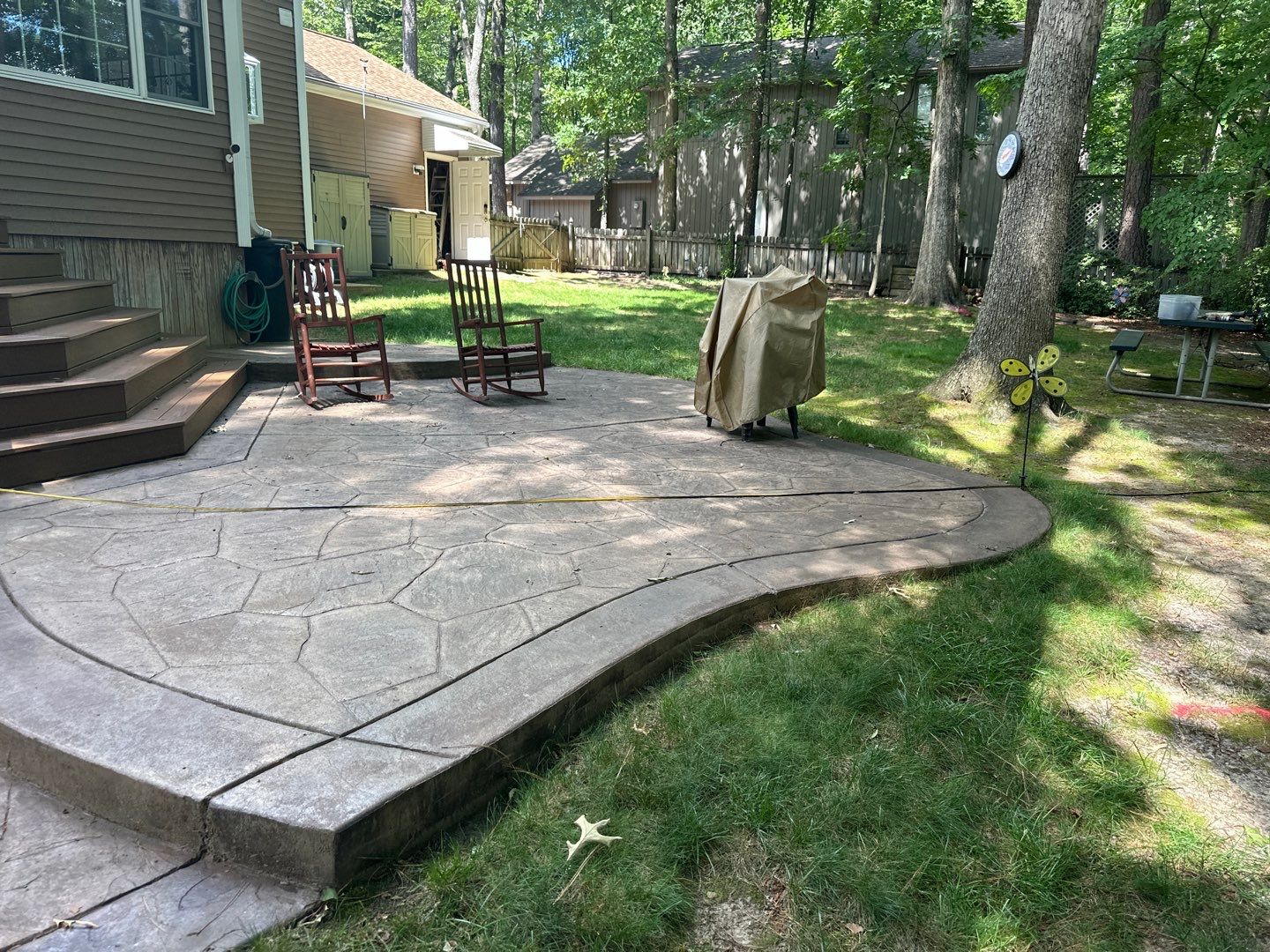 Stamped Concrete and Weathered Deck by DuraSeal