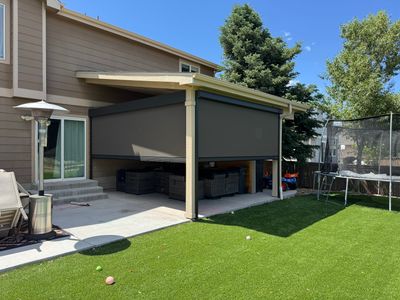 Motorized MagnaTrack Privacy Screen Installation on Castle Rock Patio