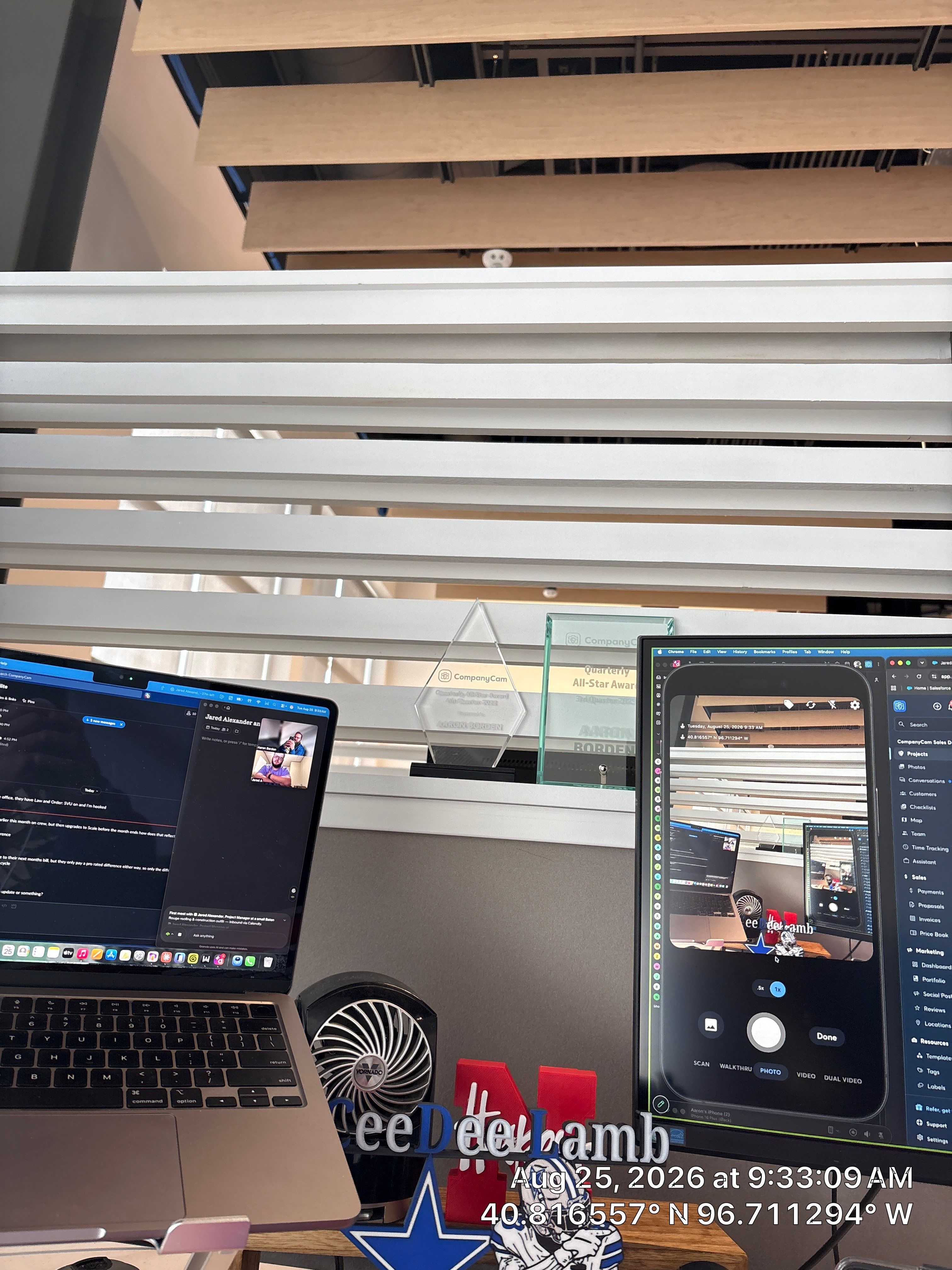 Modern Office Interior Slat Wall and Ceiling Baffle Installation in Lincoln by CompanyCam Sales Demo