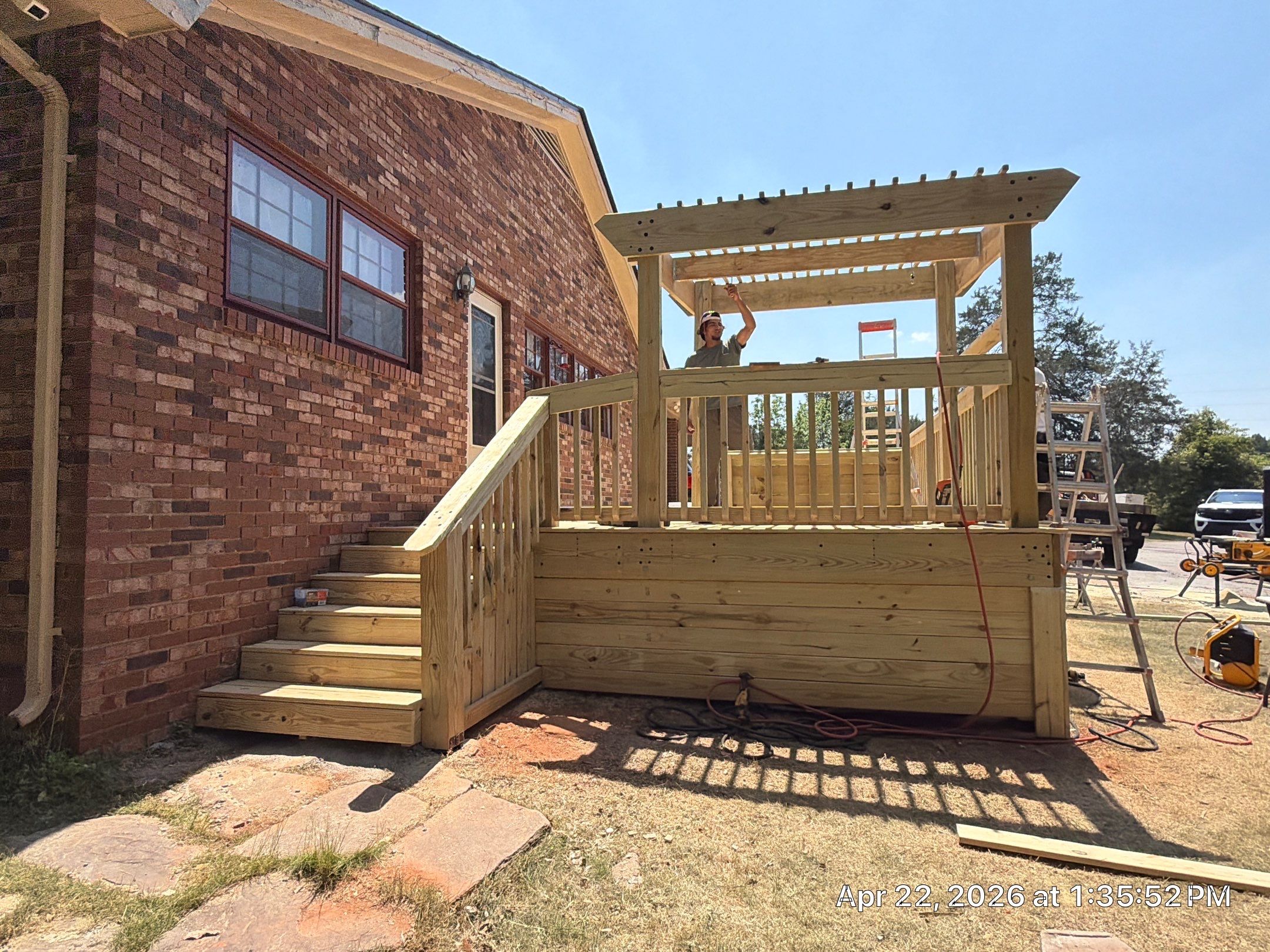 Custom Pressure-Treated Wood Deck and Pergola Build in Social Circle by PGP Surface Solutions, LLC