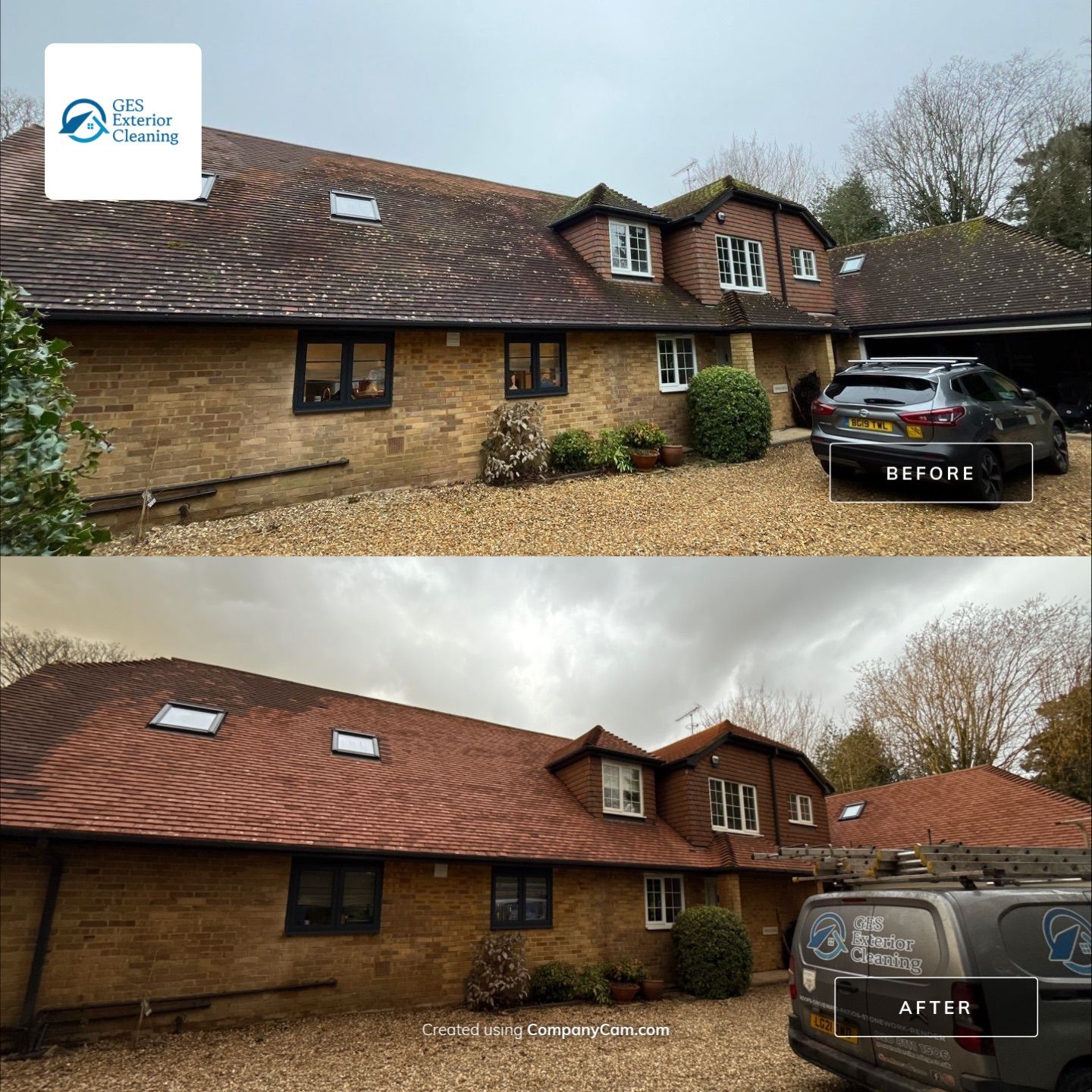 Roof Clean  - Moss Removal - Gutter Clean using Honda 15lpm Low Pressure Washing Machine by Ges Exterior Cleaning ltd