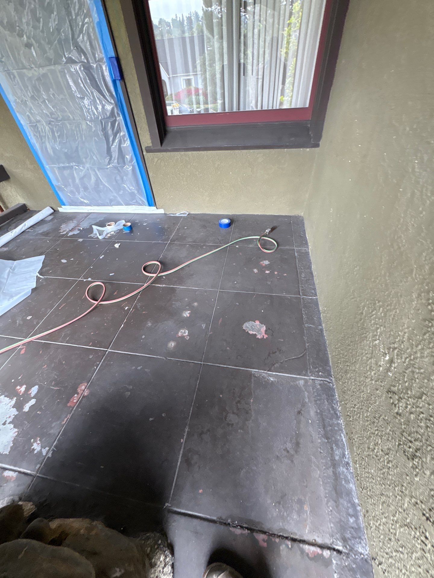 Sandblastig & Staining Front Concrete Porch In Los Angeles, CA by La Power Washing Inc