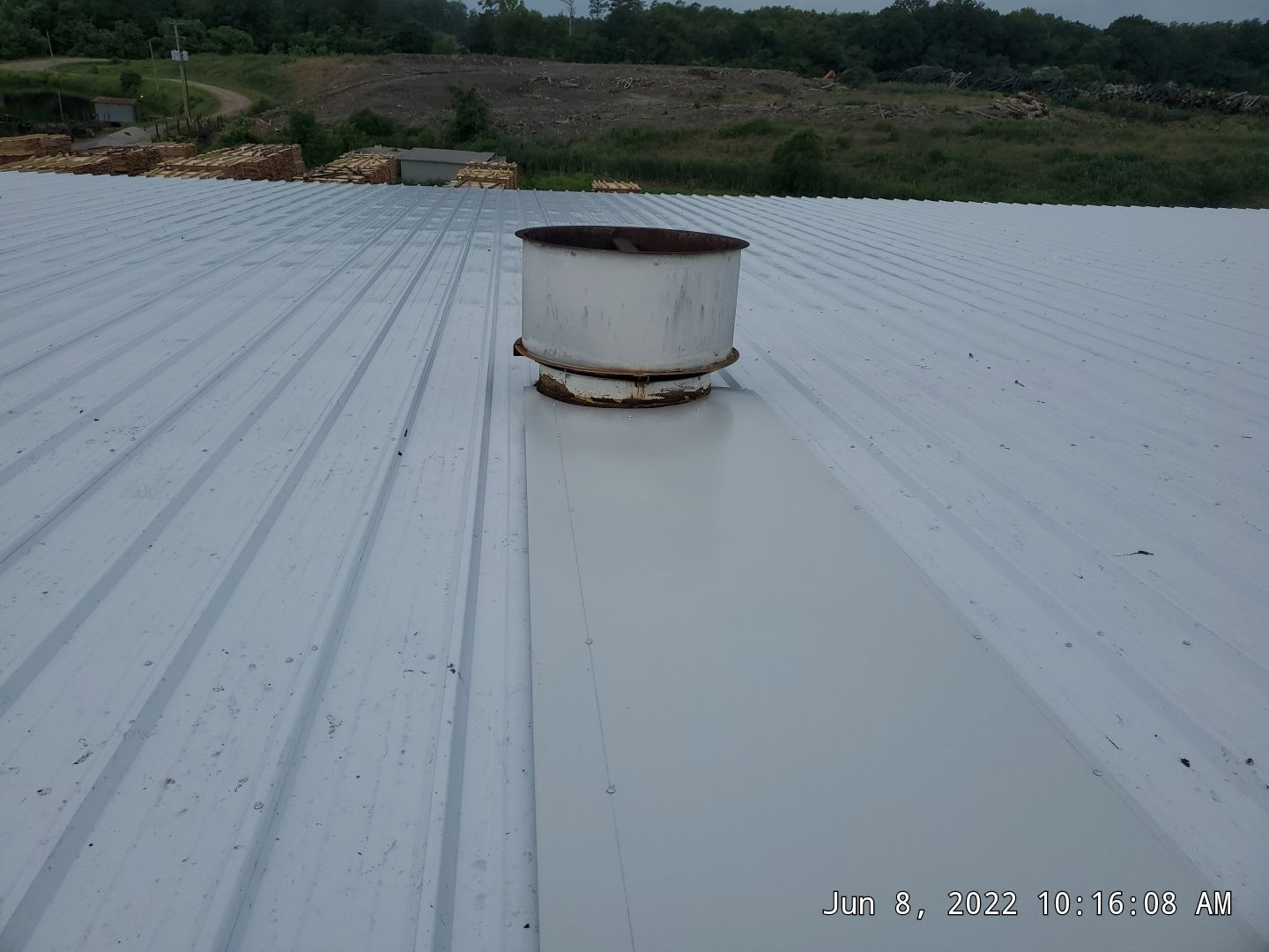 Commercial Roofing Installation using Aluminum Roofing panels by Hostetler Roofing