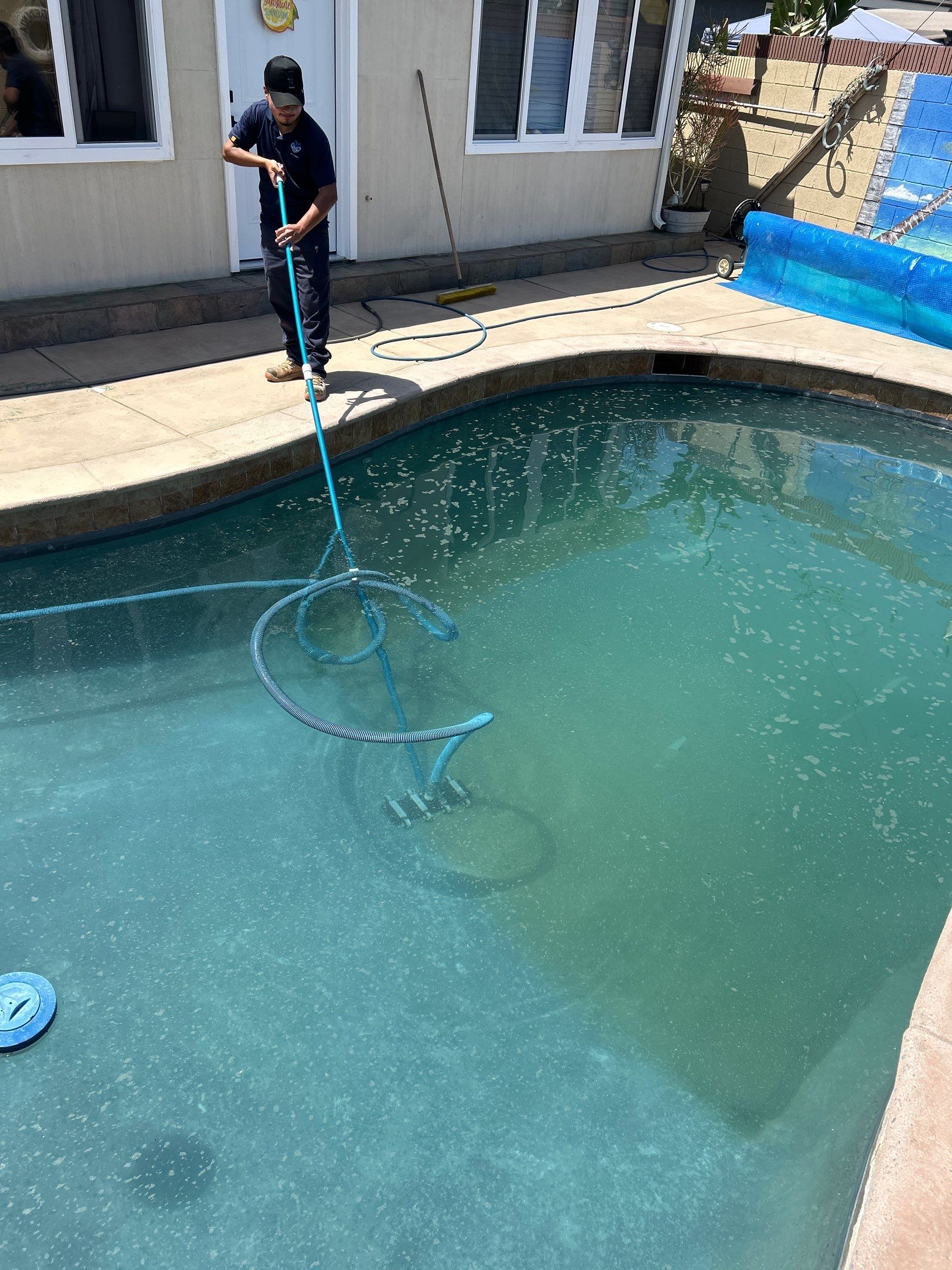 Sandblast & Staining Pool Deck In by La Power Washing Inc
