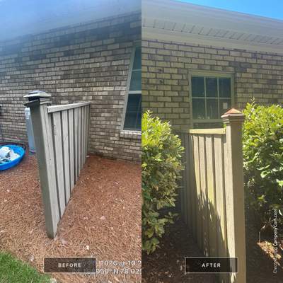 Backyard Wooden Fence Divider and Post Cap Repairs in Leland, NC