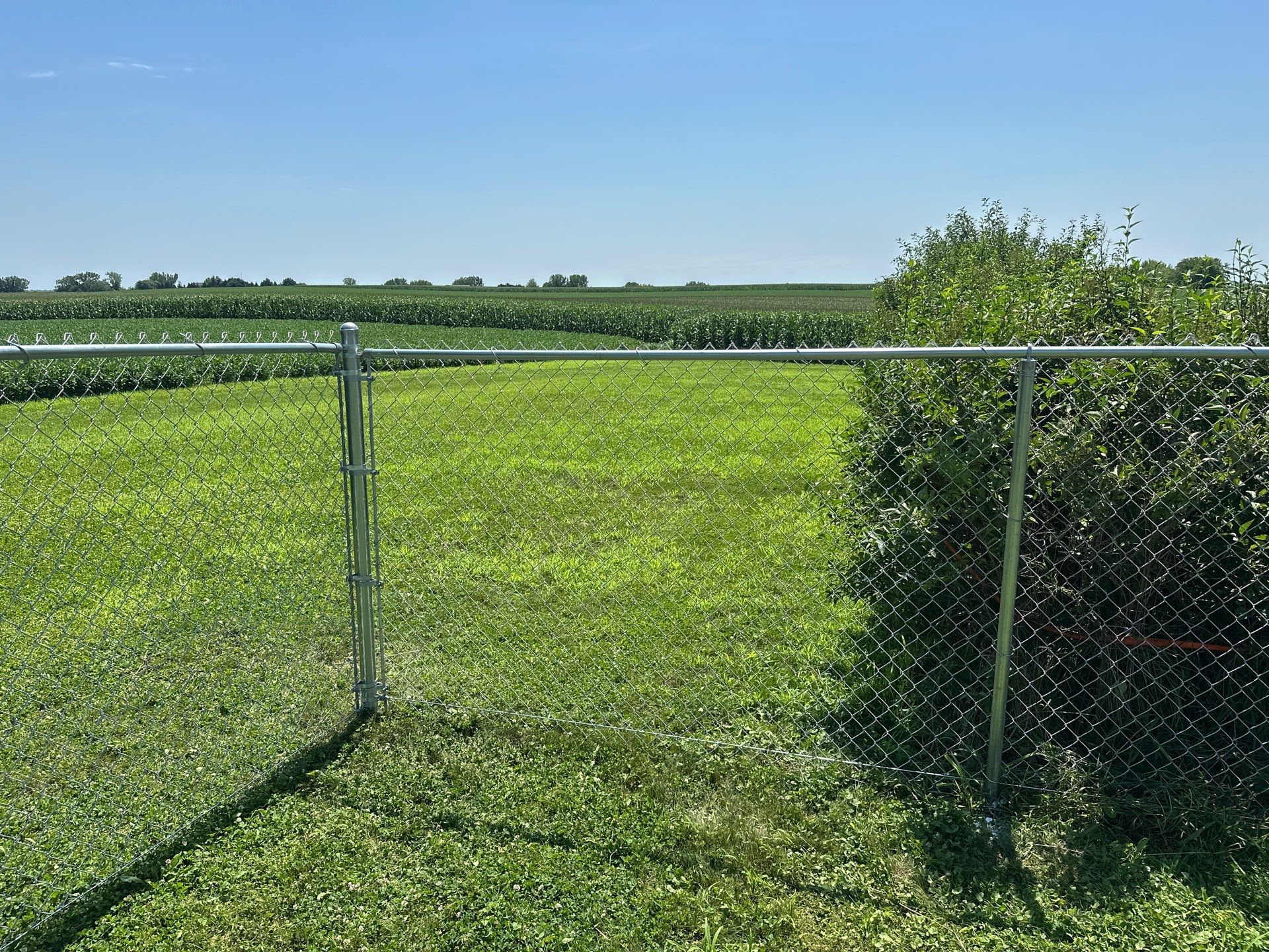 Residential Galvanized Chain Link Perimeter Fence Installation in New Hartford by Perfect Picket Fence and Stain