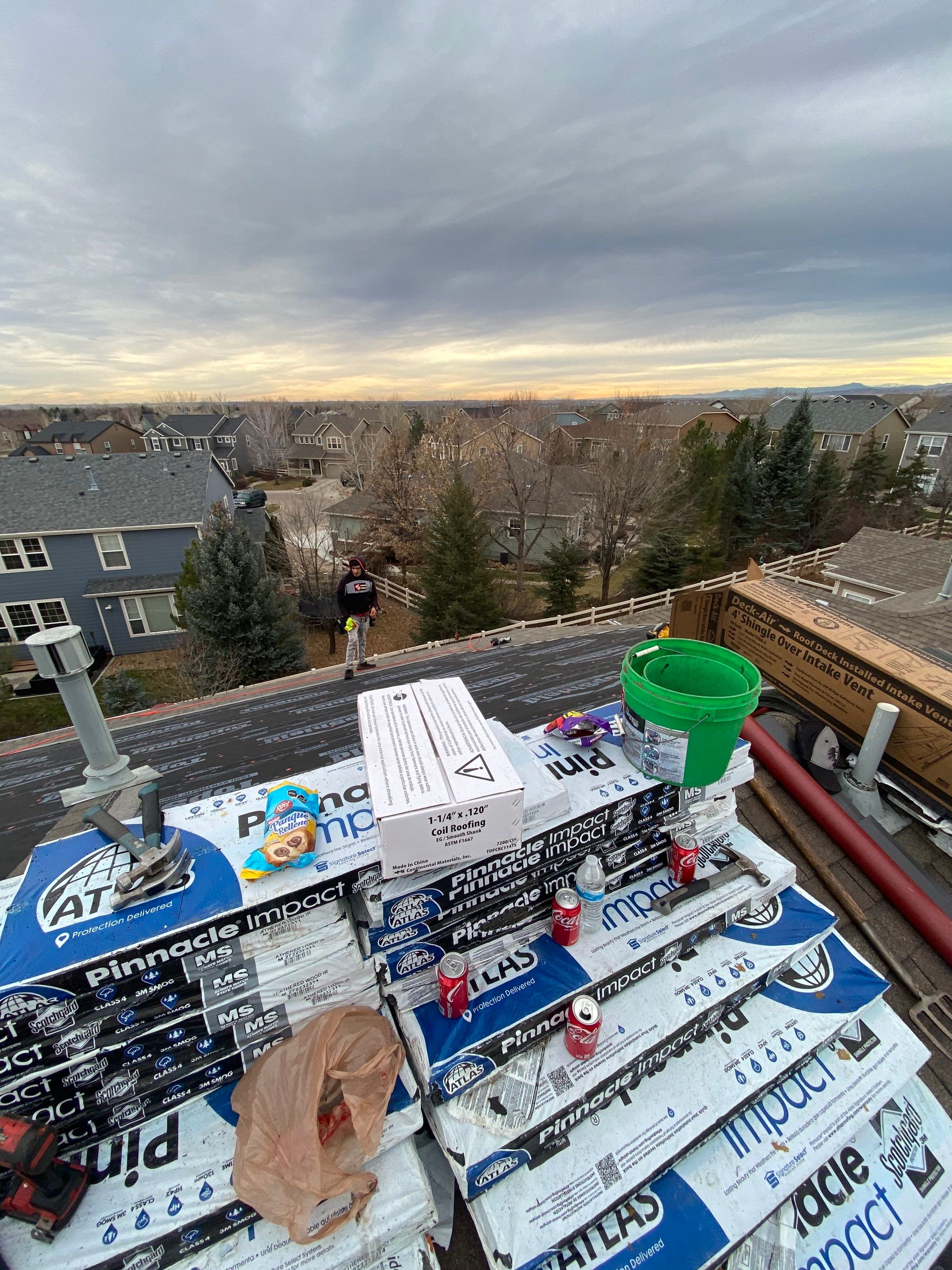 Resdiental Hail Damage Roof Replacement using Atlas Pinnacle Class 4 Impact Resistant "Weathered Wood" color by Black Belt Roofing