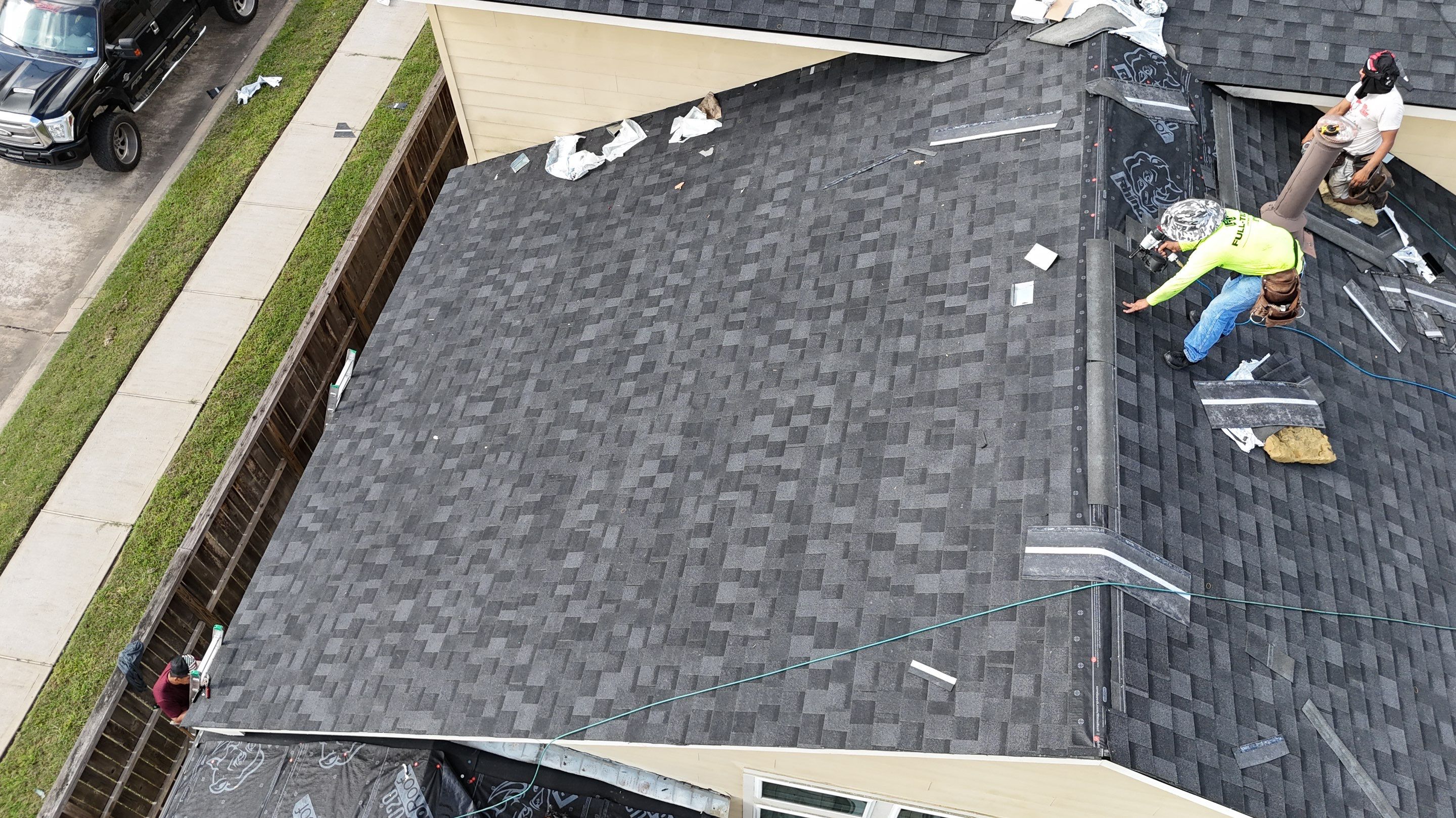 Residential Roofing Installation using IKO Dynasty after Storms in Cypress by Core Four Roofing