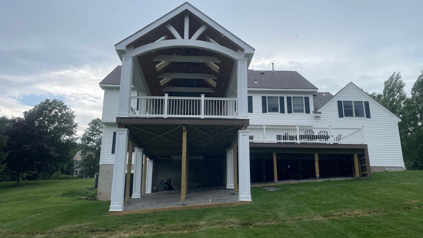 New Deck with A-Frame Style Roof by deck guardian