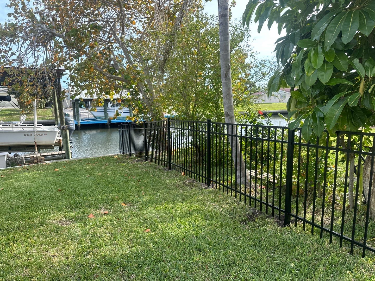 Aluminum Fence Installation using Black 3 Rail Aluminum and Vinyl Privacy Fence  by Asap fence and gates, LLC