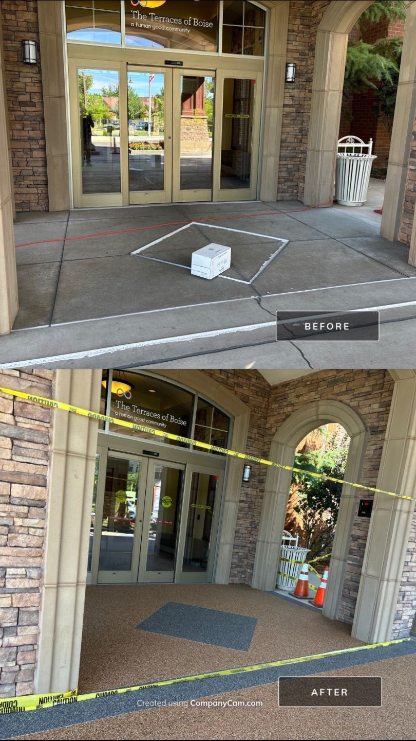 Custom Logo Inlay for Retirement Village by Mr. Mudd Concrete