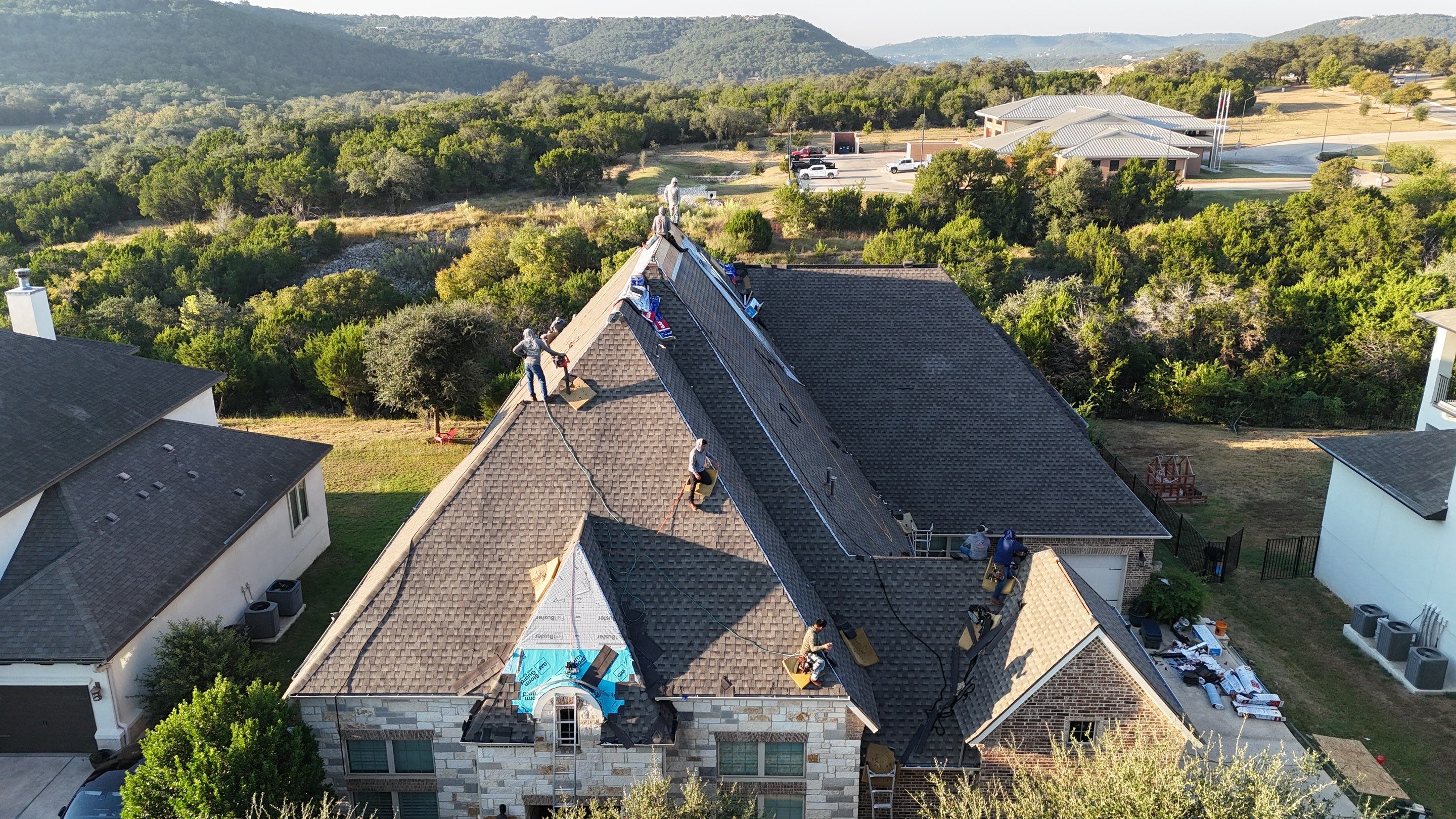 Residential Roof Replacement using GAF - HDZ - Weathered Wood by Action Exteriors Austin
