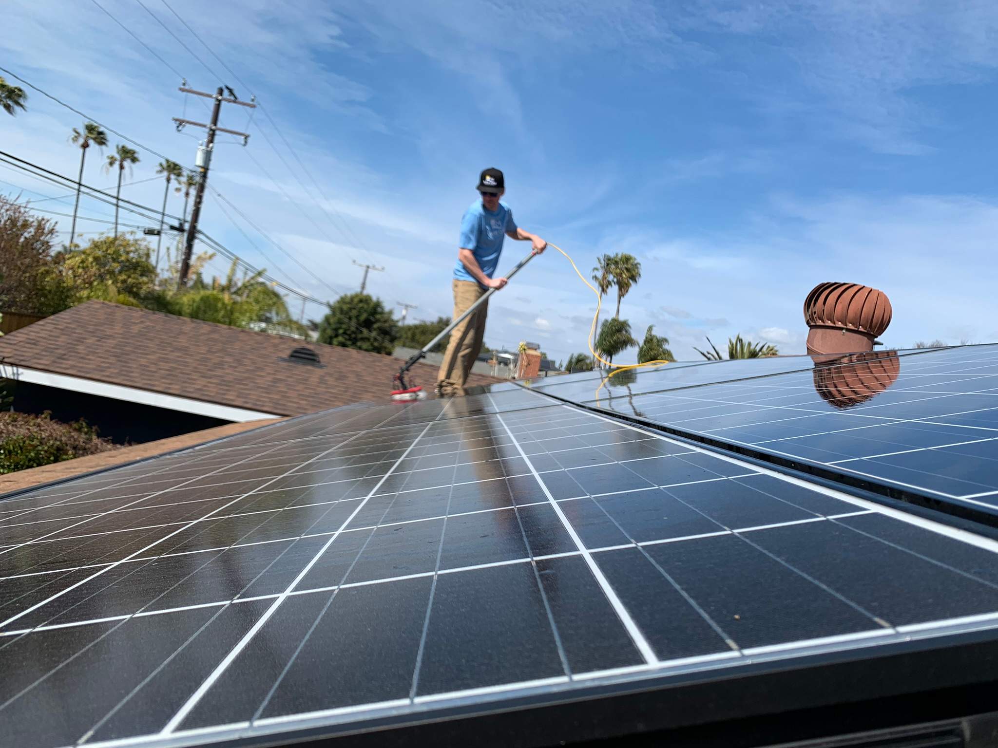 Pressure Wash using Sodium Hypochlorite and Solar Panel Cleaning in Huntington Beach by Property Cleaning Experts, LLC